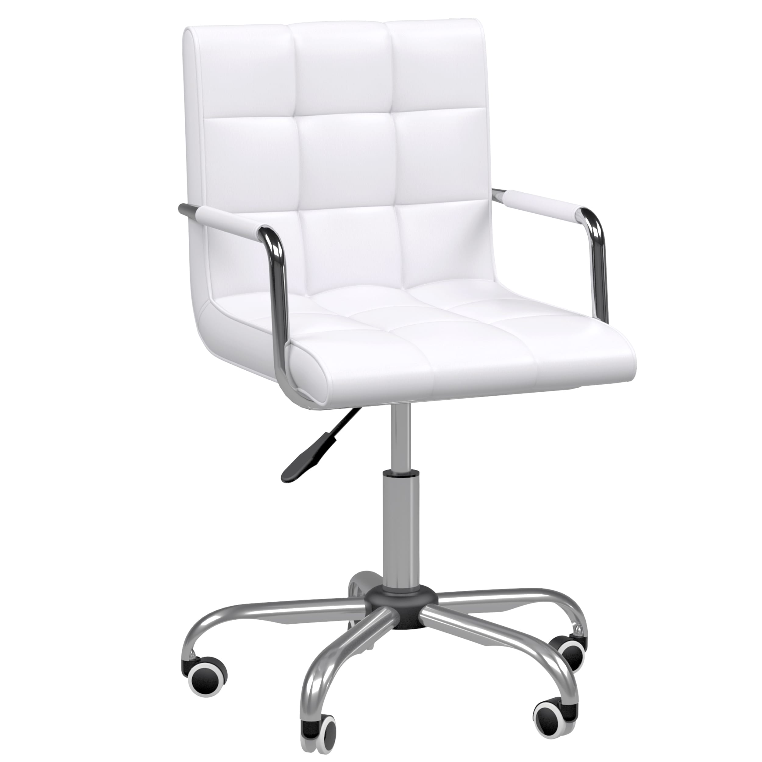 HOMCOM Chaise de bureau fauteuil manager pivotant hauteur réglable revêtement synthétique capitonné blanc