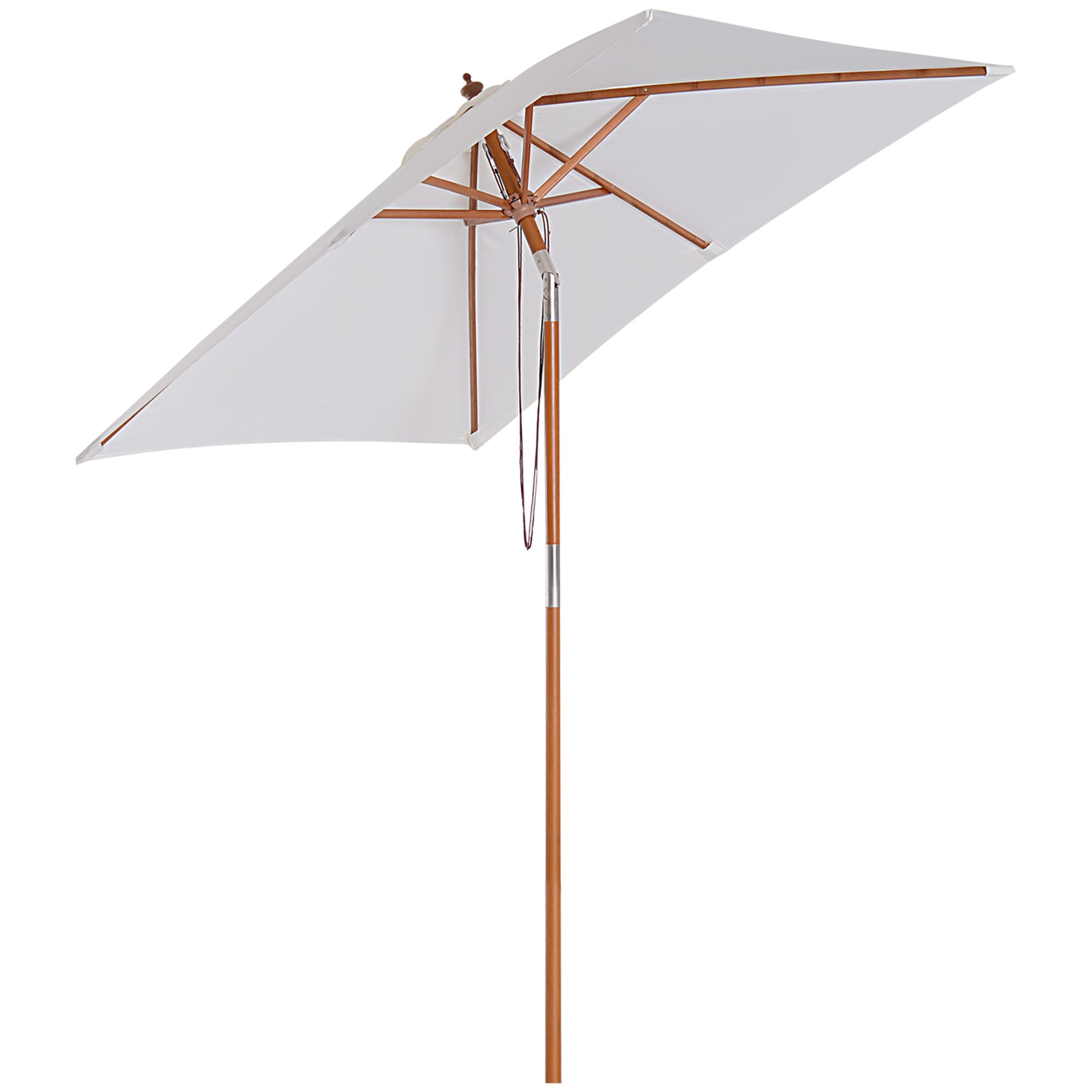 Outsunny Parasol rectangulaire inclinable bois polyester haute densité 2L x 1