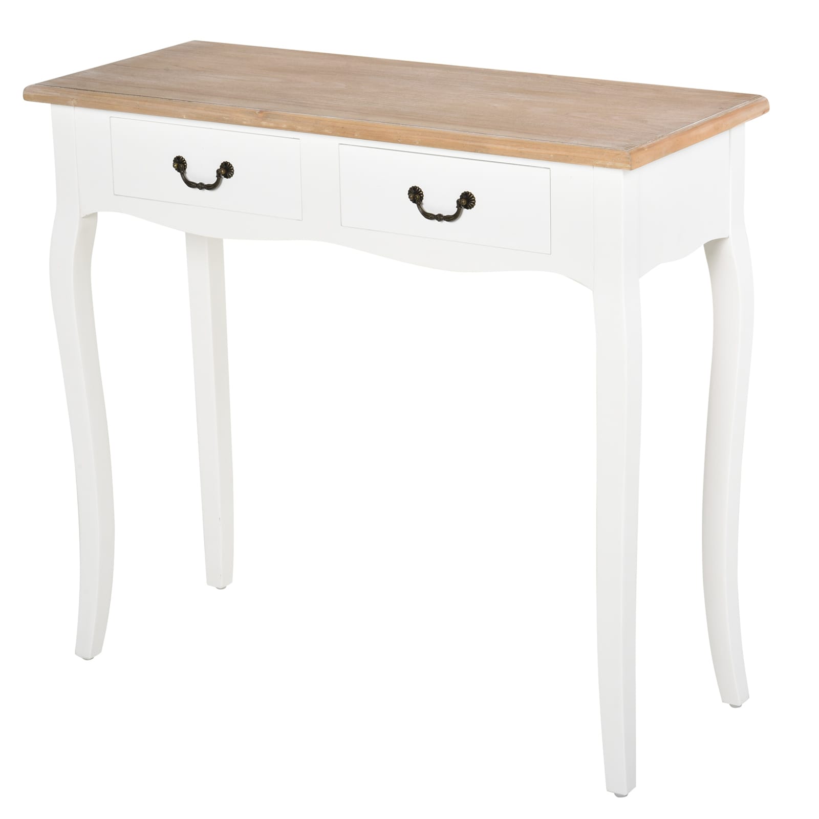 HOMCOM Table Console Table d'Appoint Design Vintage 2 Tiroirs 87 x 34 x 78 5 cm Blanc aosom france