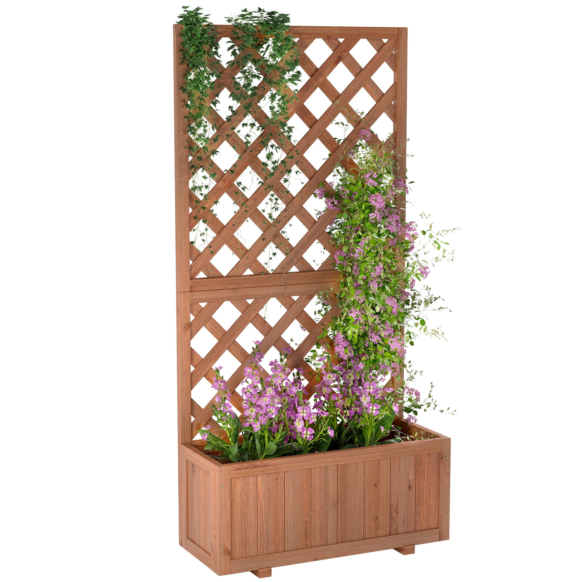 Outsunny Jardinière avec Treillis bac à Fleurs Jardinière sur Pied - dim. 72