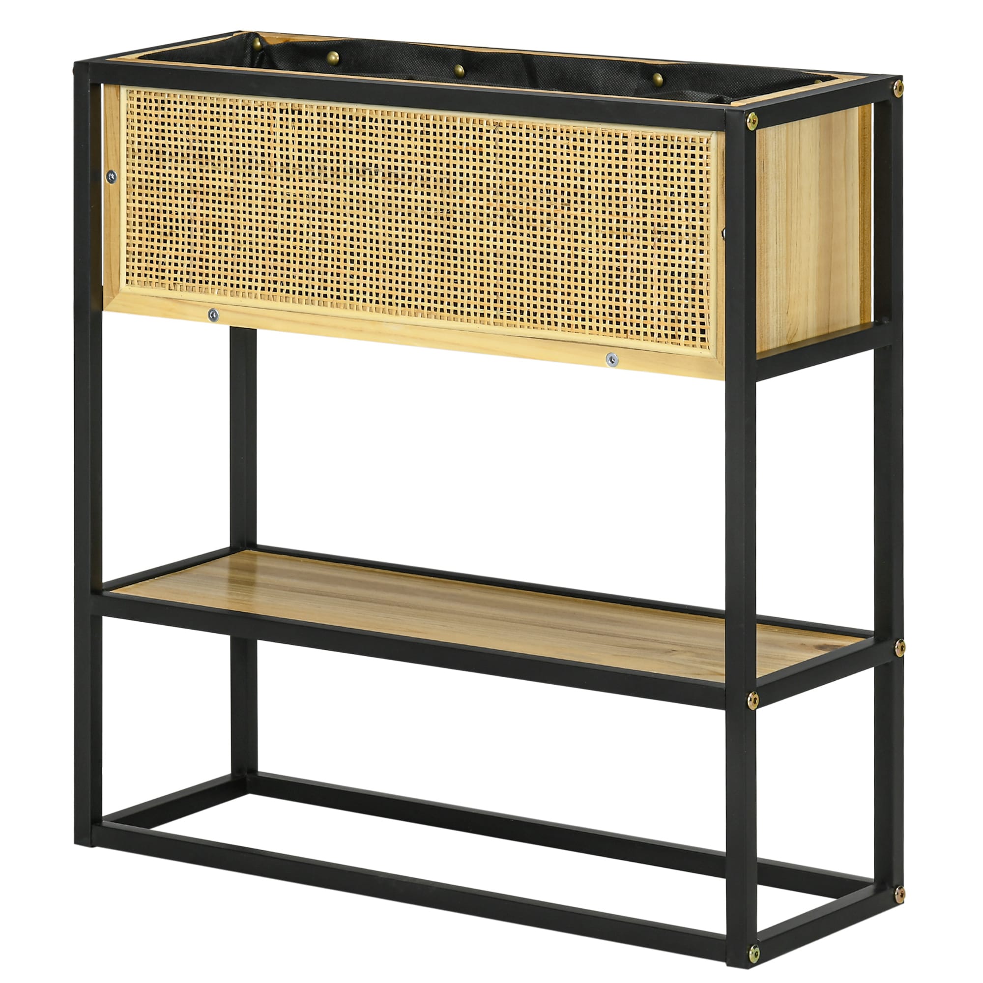 Outsunny Jardinière Rectangulaire Métal et Bois 55x20x56cm avec Étagère   Aosom France