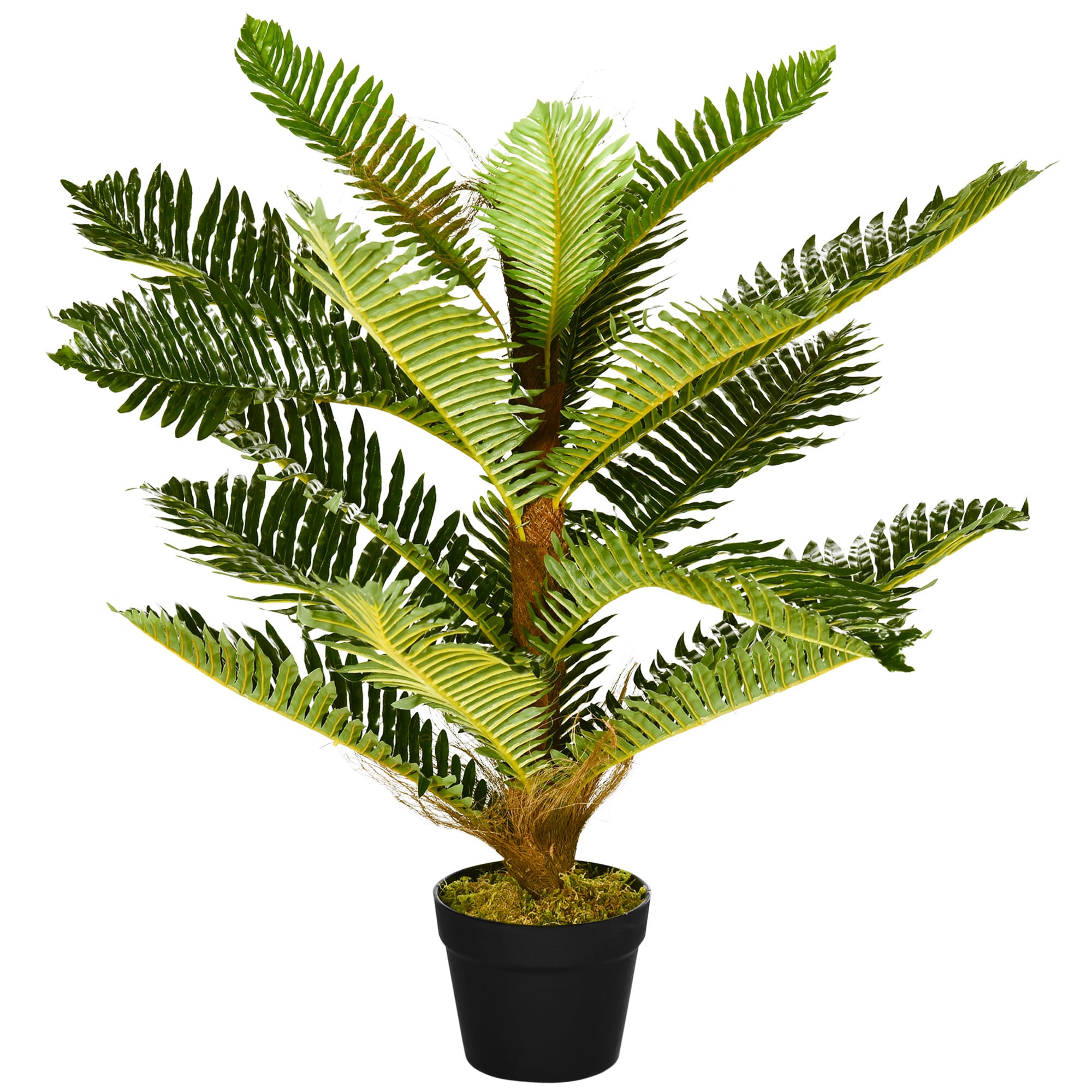 HOMCOM Plante artificielle palmier 85 cm avec 18 grandes feuilles grand réalisme pot inclus