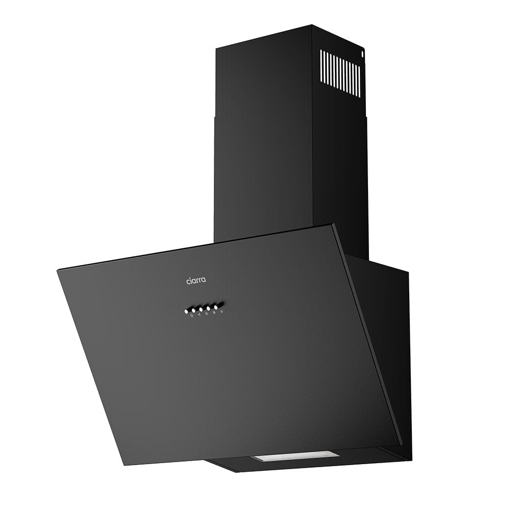 Ciarra Hotte Aspirante Inclinée 60cm Recyclage ou Évacuation Modes Design Acier Inoxydable Noir CBCB6762A-OW