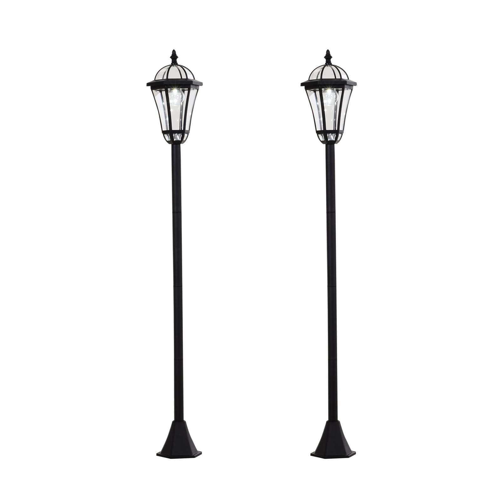 Outsunny 2 lampadaires sur pied solaires d'extérieur jardin avec 2 lampes LED blanc 3500K IP44 Ø18