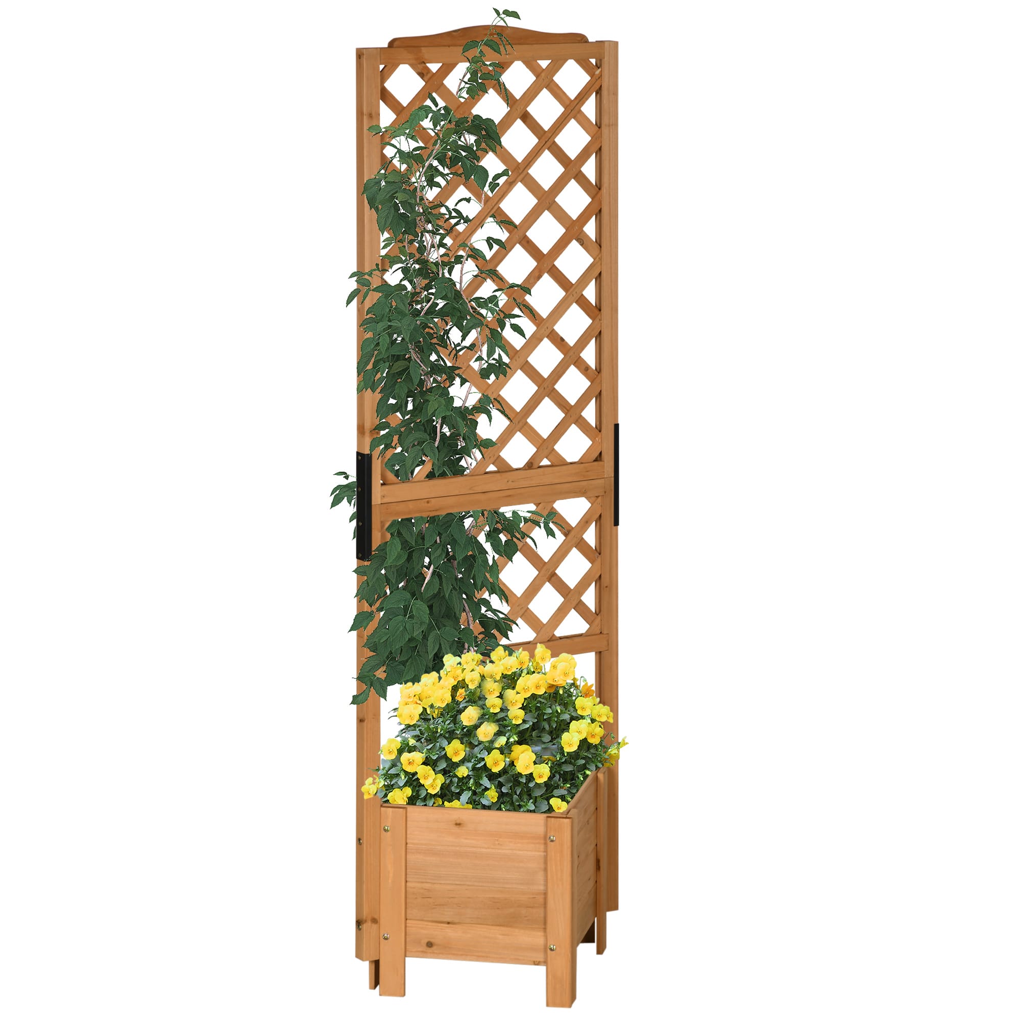 Outsunny Jardinière carrée avec treillis sur pieds pour plantes – dim. 54 Outsunny Jardinière carrée avec treillis sur pieds pour plantes - dim. 54