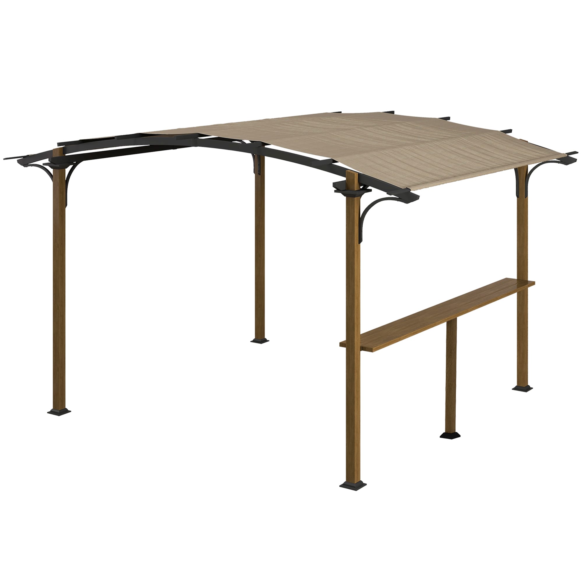 Outsunny Pergola tonnelle de jardin avec comptoir toit en forme d'arche - cadre en aluminium et acier dim. 4L x 2