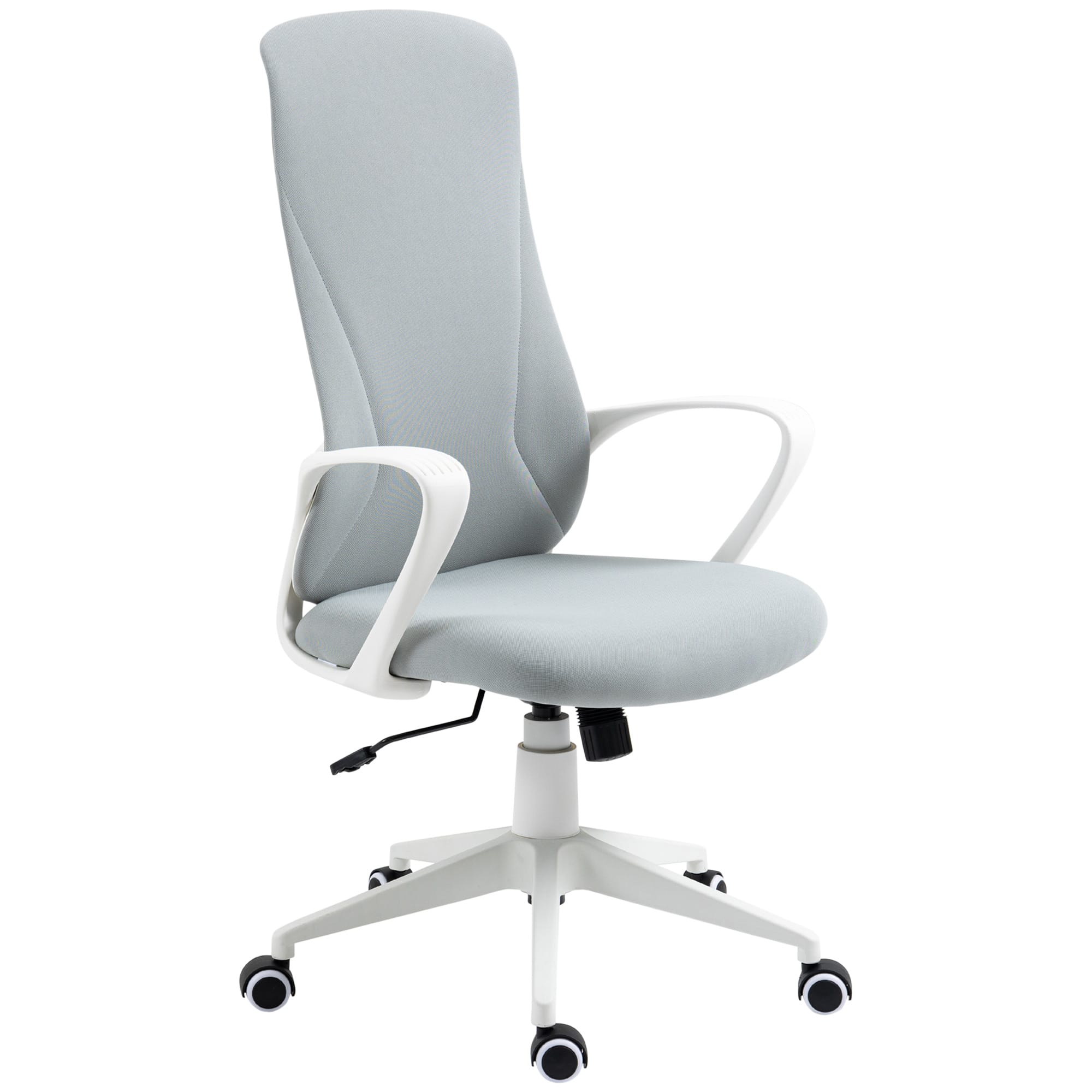 Vinsetto Fauteuil de bureau ergonomique avec accoudoirs et roulettes - fonction inclinaison et hauteur réglable - gris clair