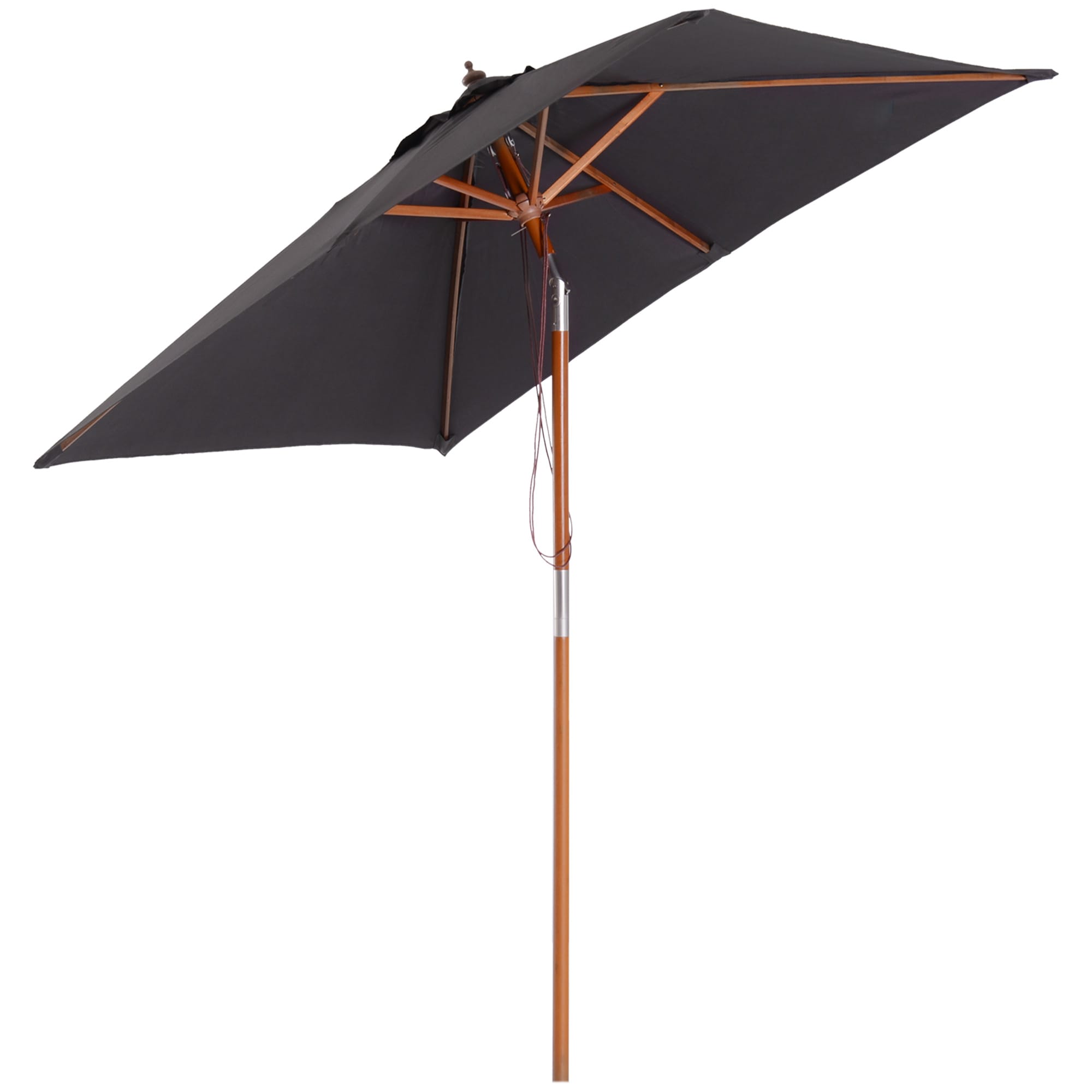 Outsunny Parasol de Jardin Rectangulaire Inclinable Terrasse Balcon Patio Piscine Bois Massif Bambou 2 x 1