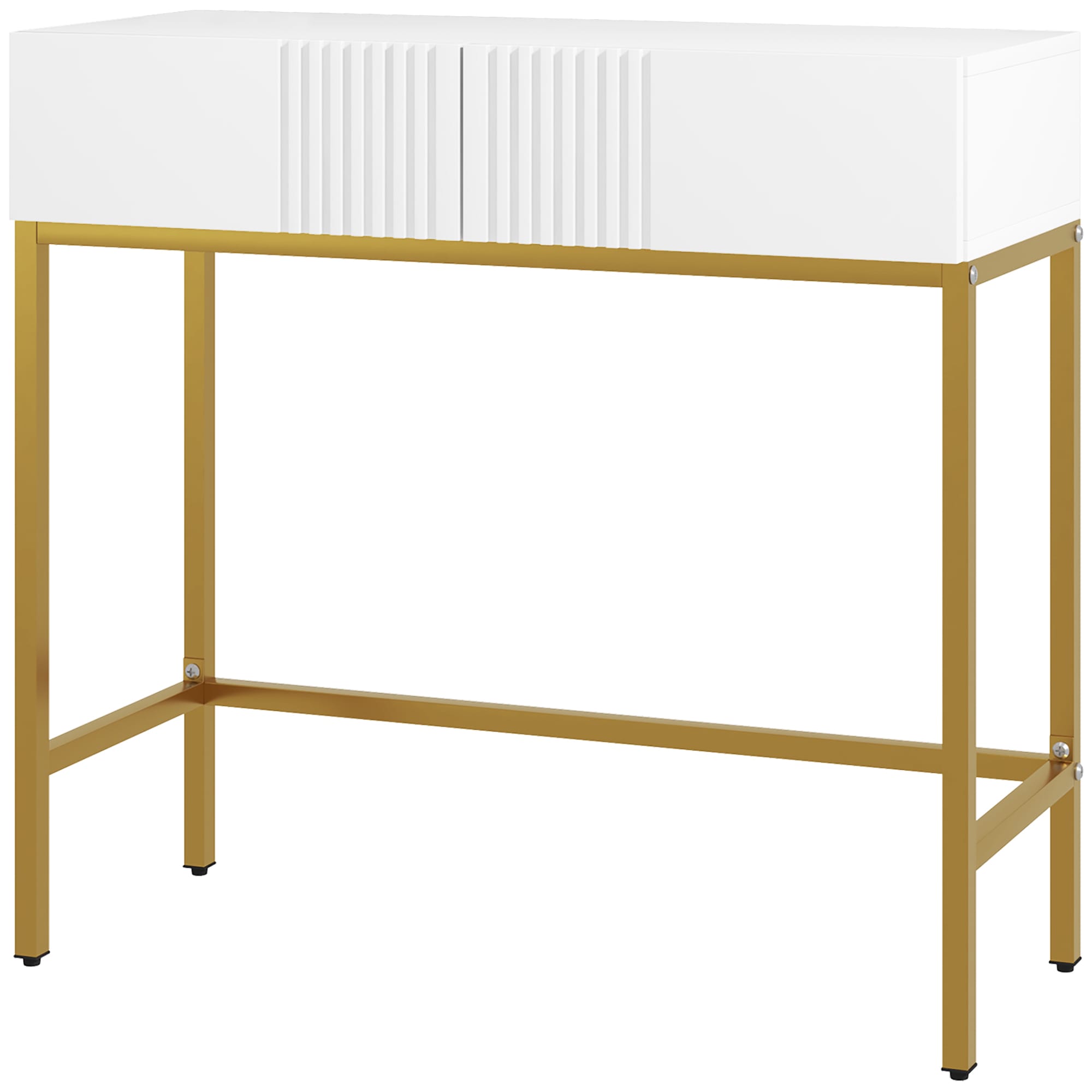 HOMCOM Table console console meuble avec 2 tiroirs base en acier avec pieds antidérapants 80 x 31