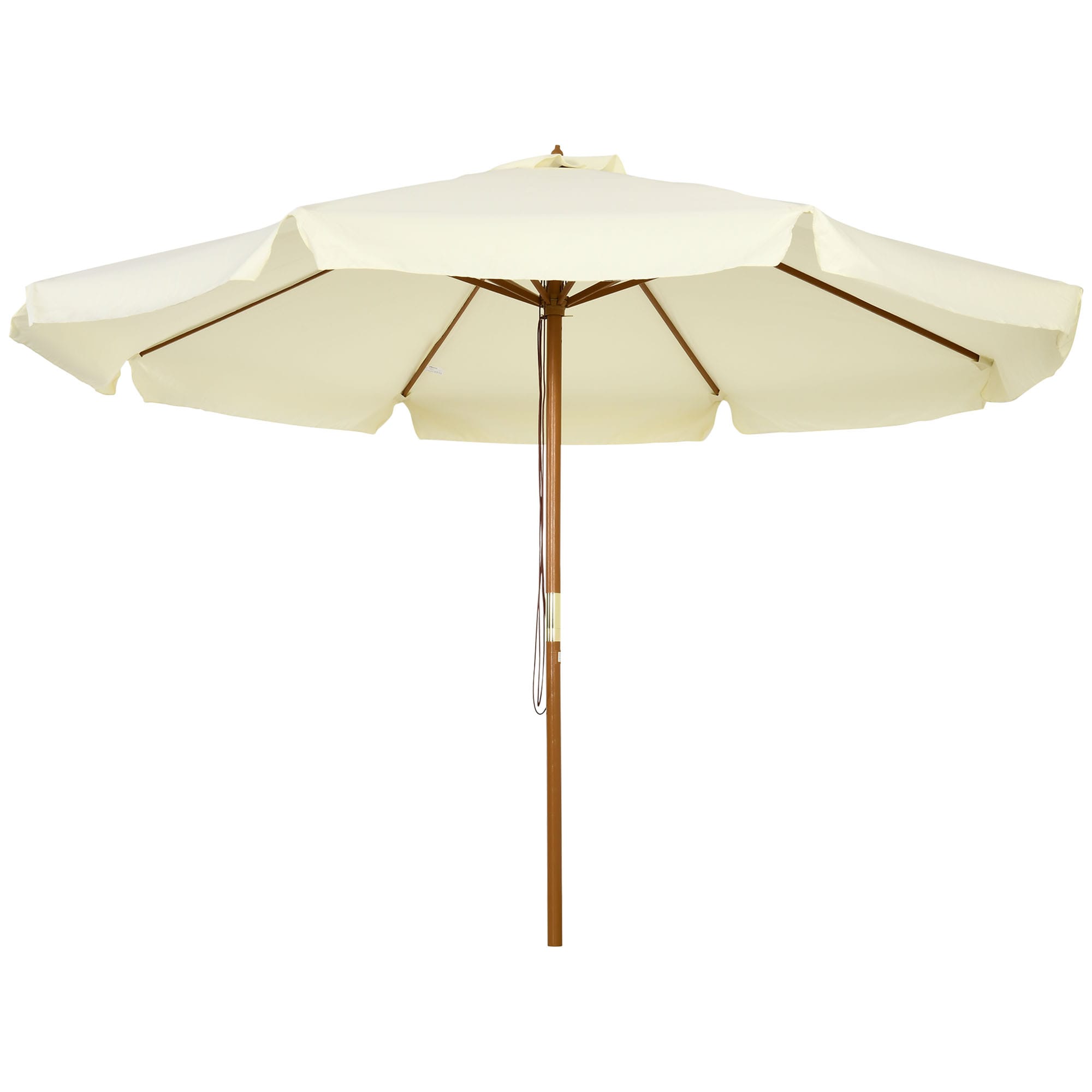 Outsunny Parasol droit rond Parasol balcon grande taille de jardin Ø 3 m bois de bambou beige
