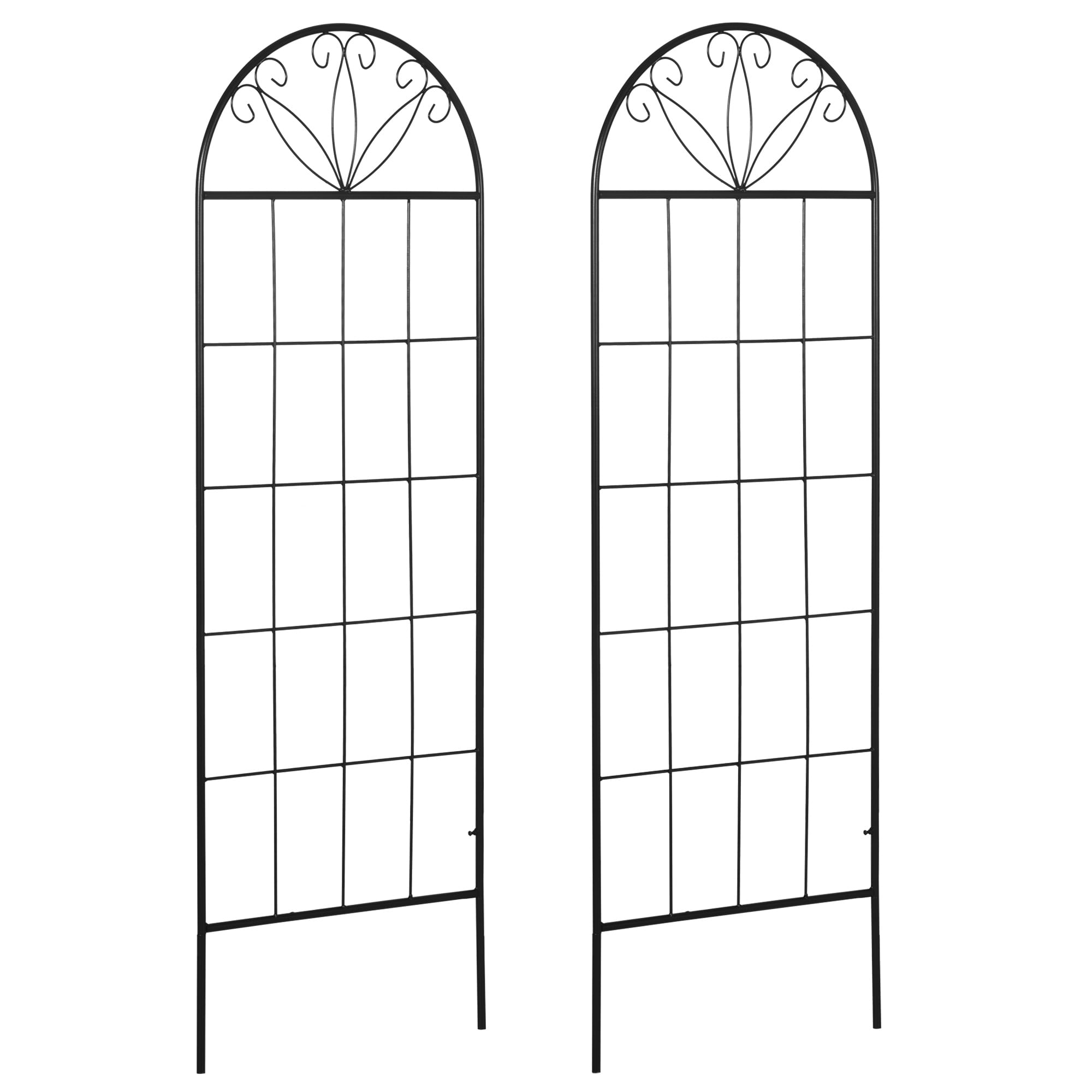 Outsunny Treillis de jardin lot de 2 support pour plantes grimpantes en métal - 51 x 152 cm noir   Aosom France