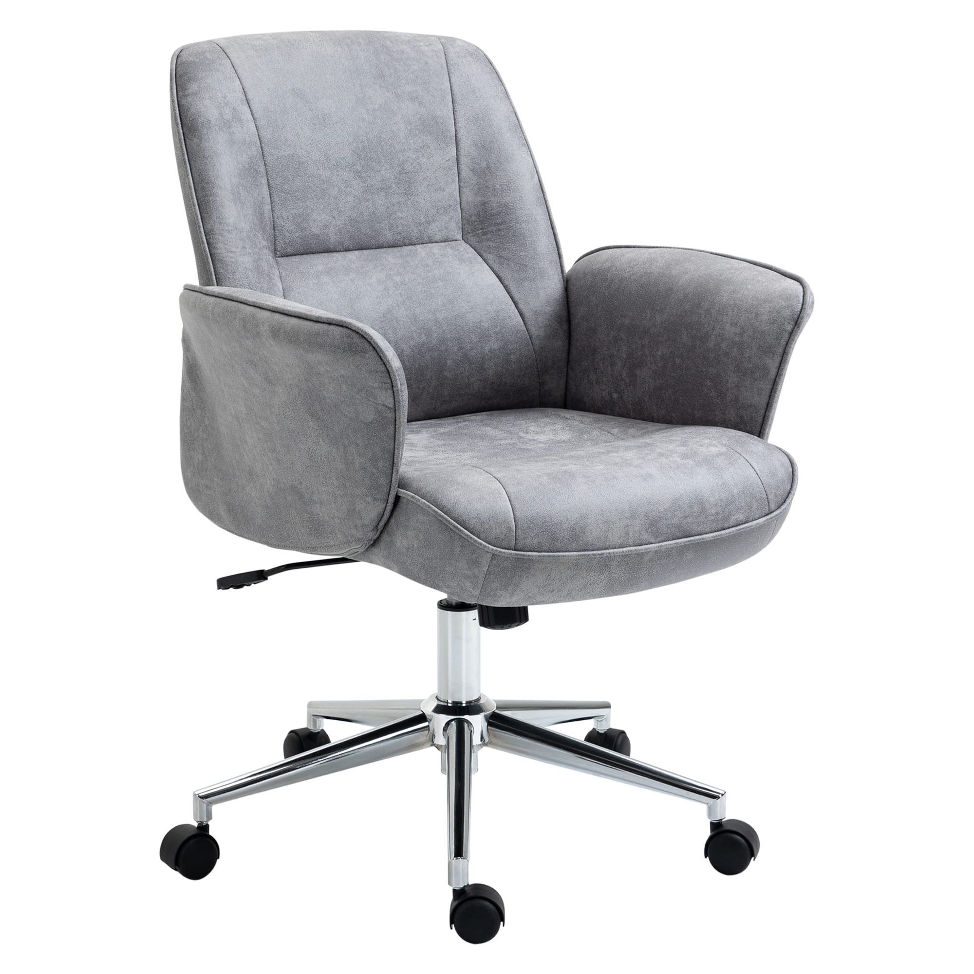 Vinsetto Chaise de Bureau Chaise pivotante réglable en hauteur Chaise de travail ergonomique jusqu'à 120 kg Microfibre Gris clair 67x69x92-102cm
