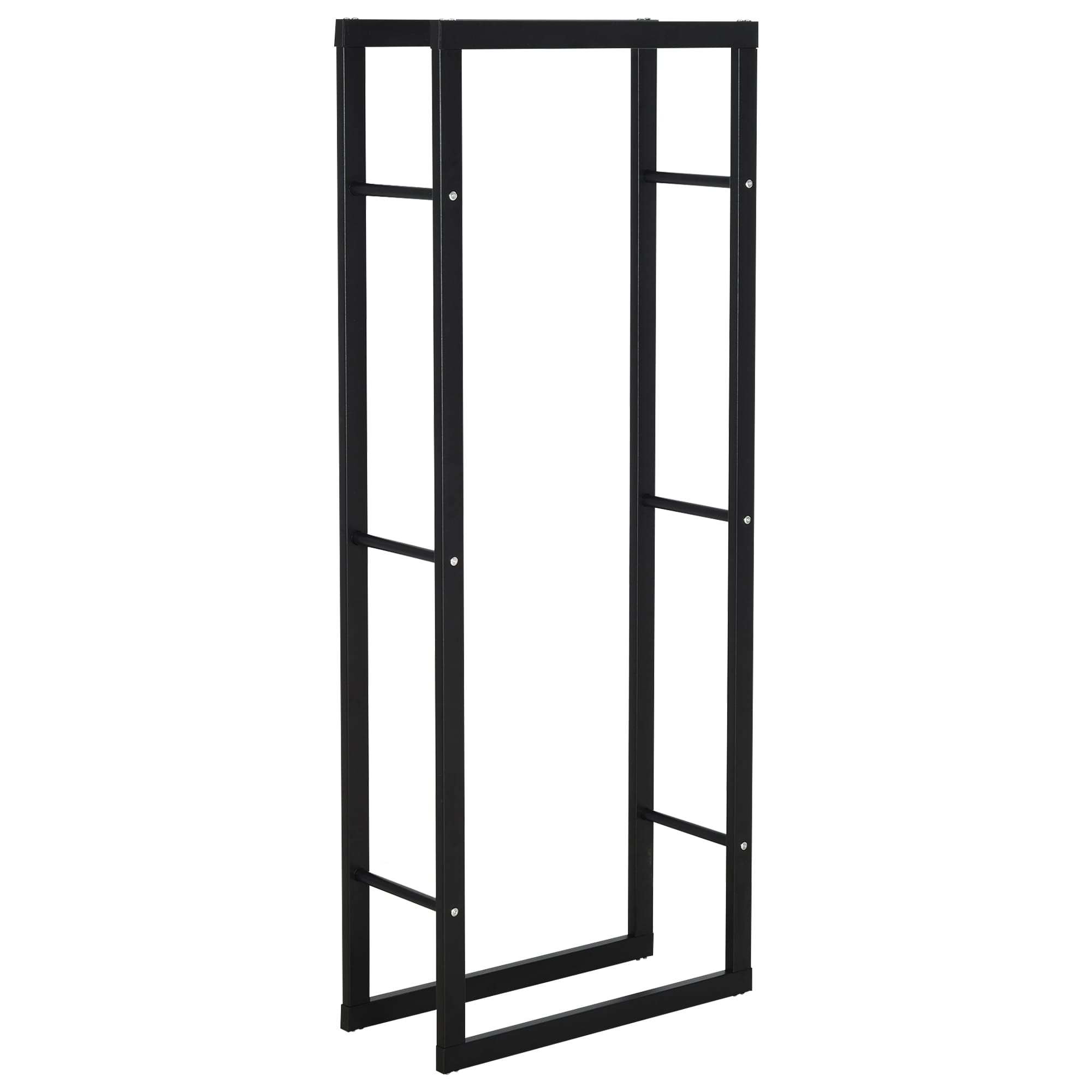 HOMCOM Etagère porte bois de cheminée porte-bûches design contemporain charge max. 100 Kg dim. 60L x 25l x 150H cm métal noir