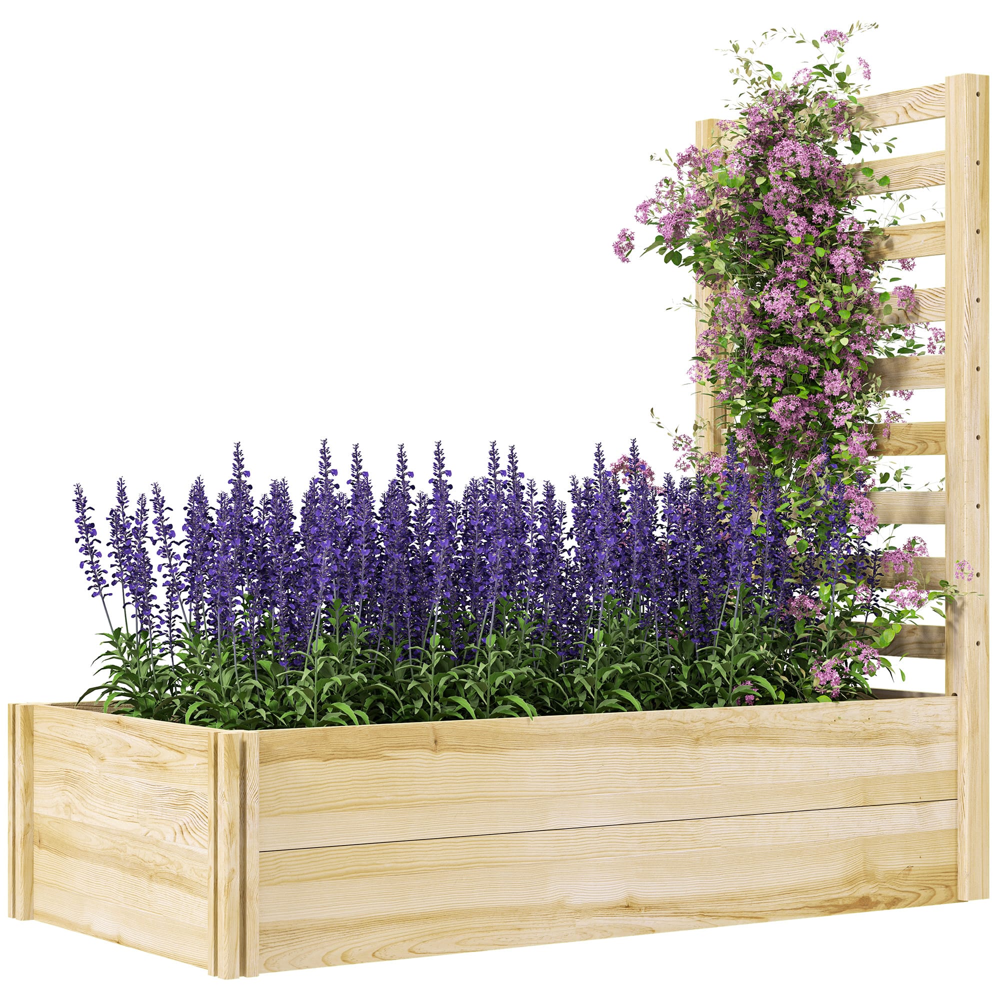 Outsunny Jardinière avec treillis bac à fleurs jardinière de jardin dim. 115L x 60l x 110H cm bois sapin naturel