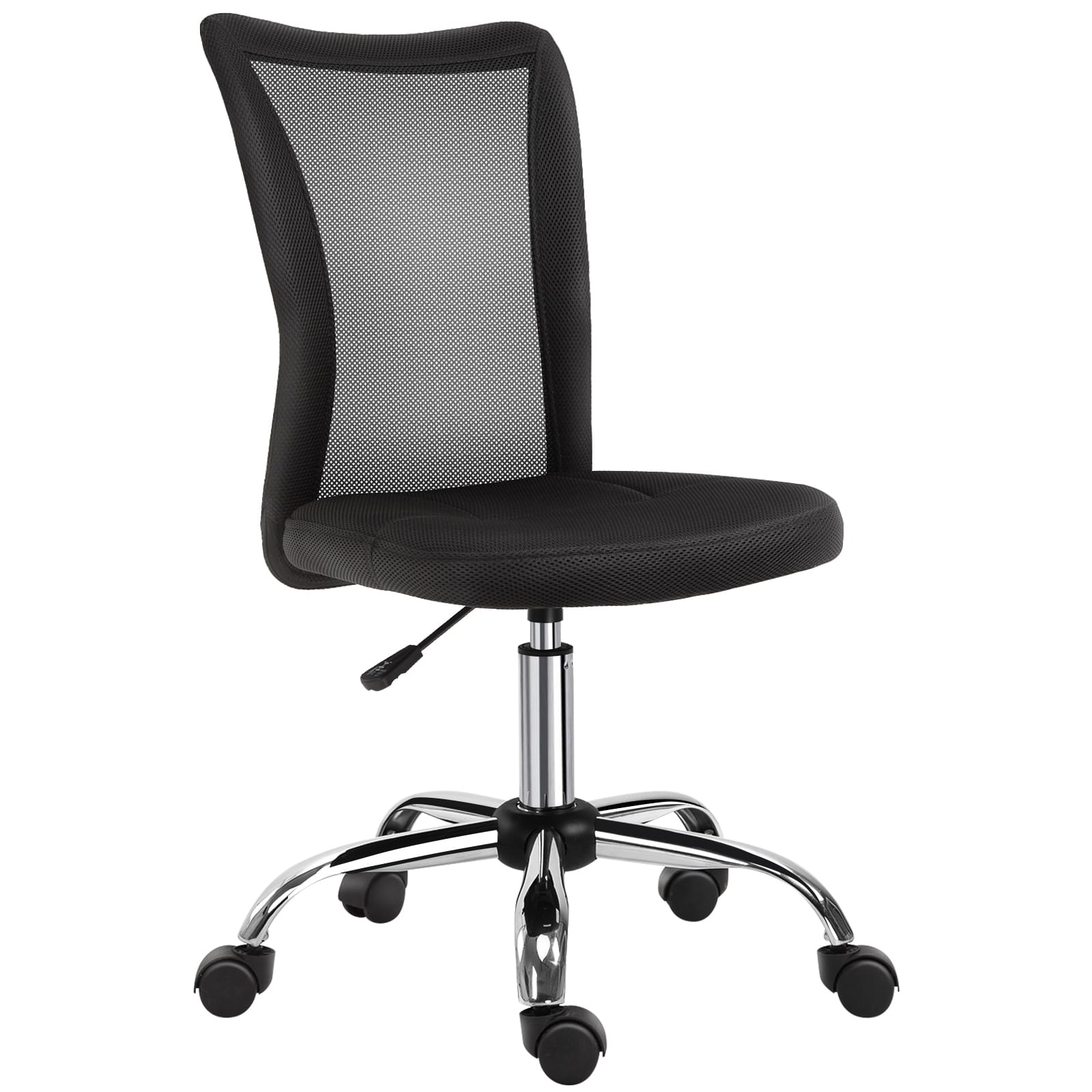 Vinsetto Fauteuil Chaise de bureau ergonomique hauteur réglable piètement chromé pivotant 360° revêtement maille noir