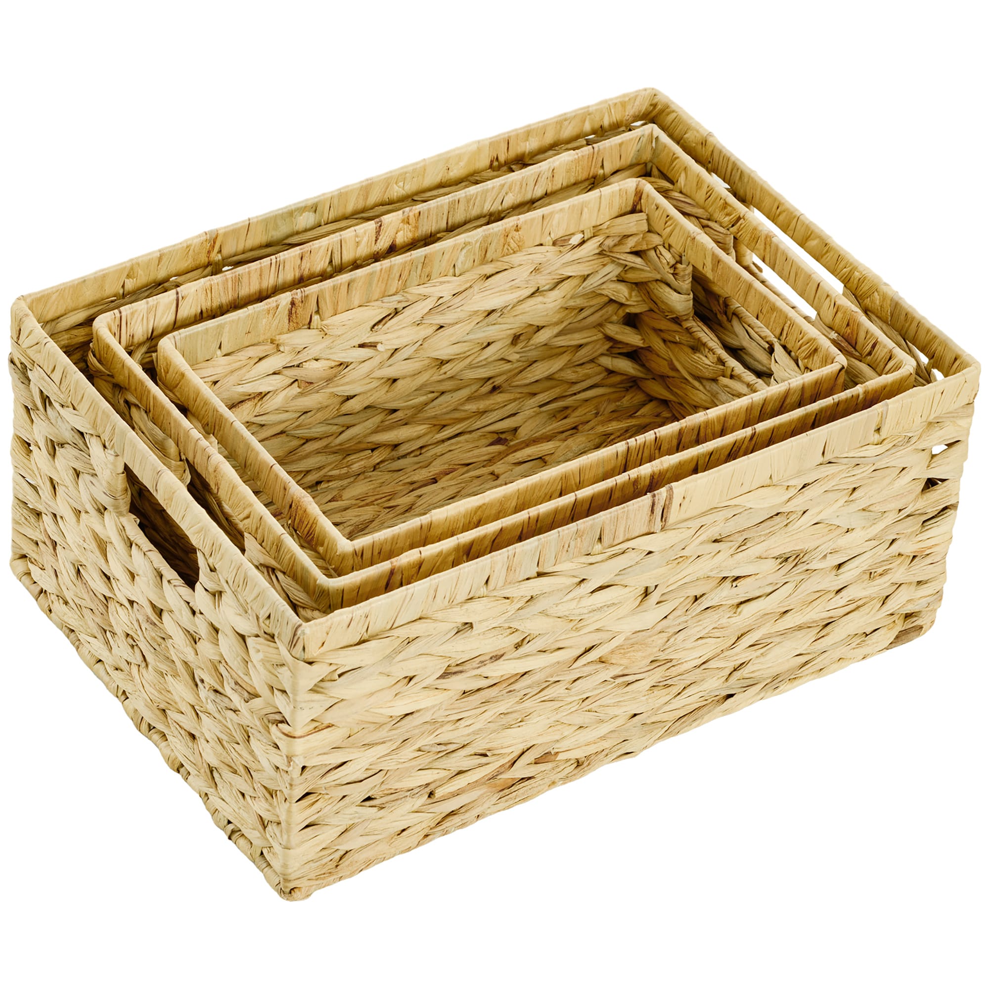HOMCOM Lot de 3 paniers de rangement tressés boîtes de rangement avec poignées pour chambre