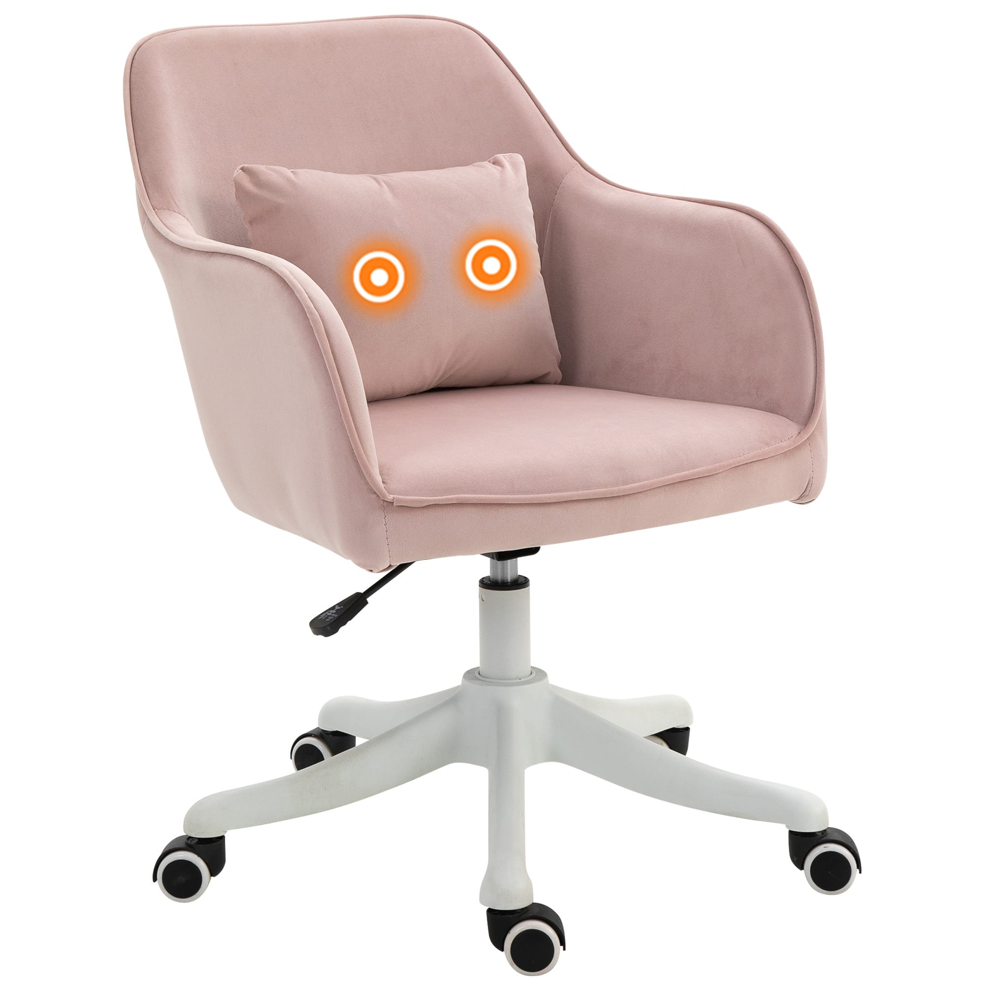 HOMCOM Chaise de bureau massant chaise de bureau rose velours coussin lombaire intégré hauteur réglable pivotante 360°   Aosom France