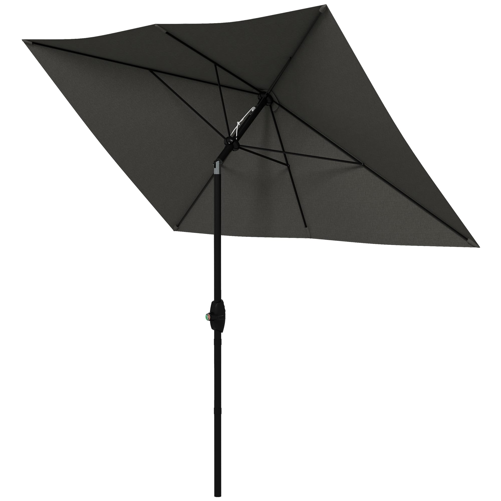 Outsunny Parasol Rectangulaire Gris Foncé 2x3m Inclinable à Manivelle en Polyester Imperméable   Aosom France