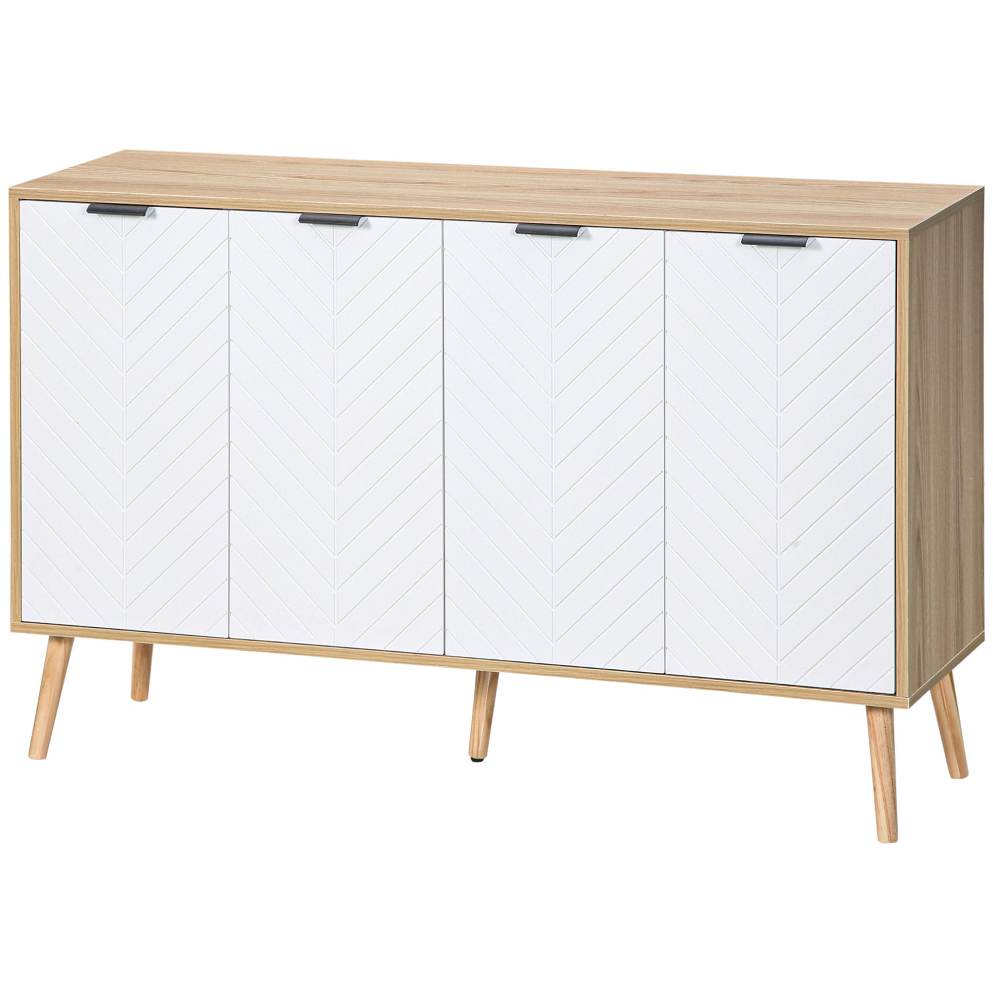 HOMCOM Buffet bas meuble de rangement 2 placards 4 portes motif chevrons étagères réglables 120 x 35 x 77 HOMCOM Buffet bas meuble de rangement 2 placards 4 portes motif chevrons étagères réglables 120 x 35 x 77