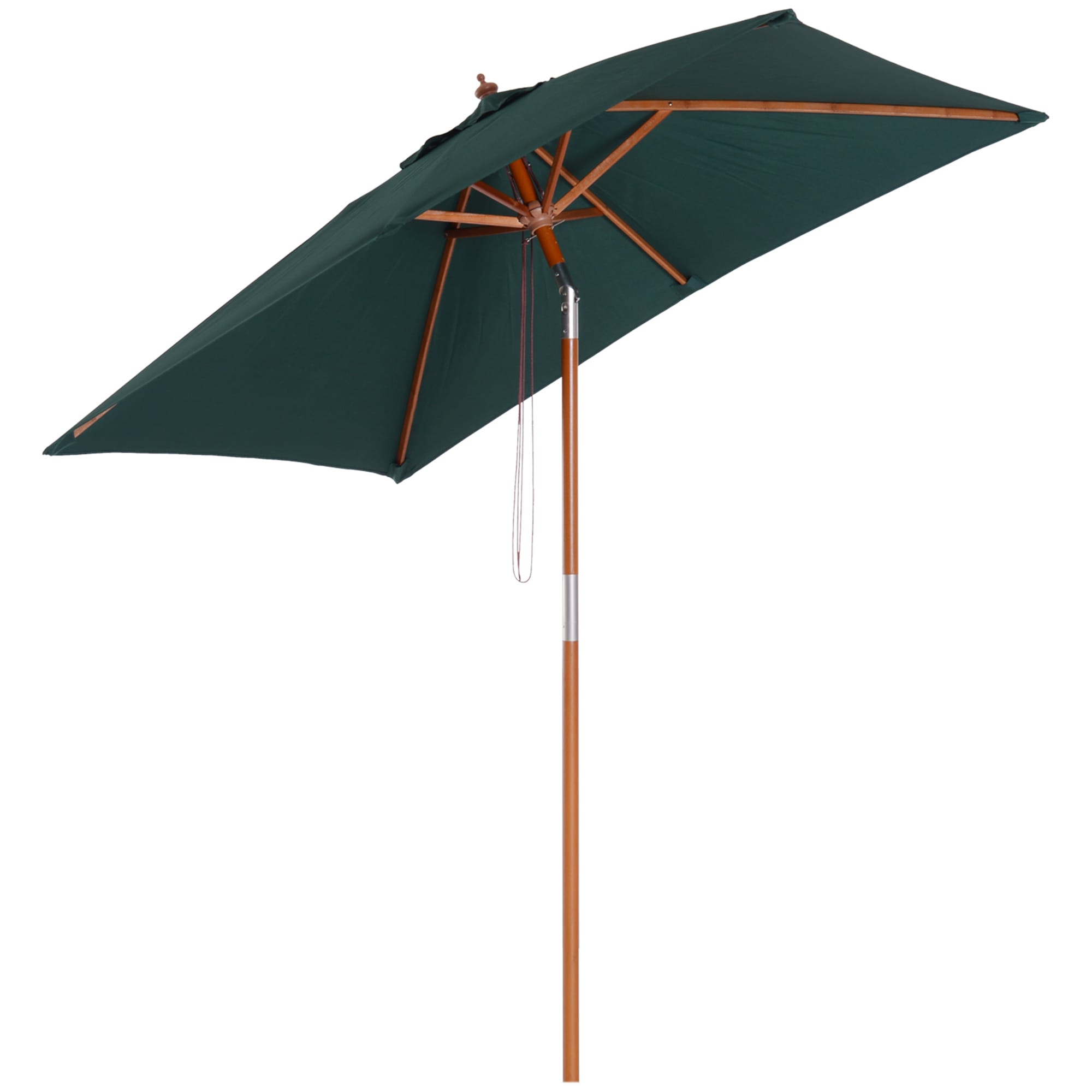 Outsunny Parasol rectangulaire inclinable bois polyester haute densité 2L x 1