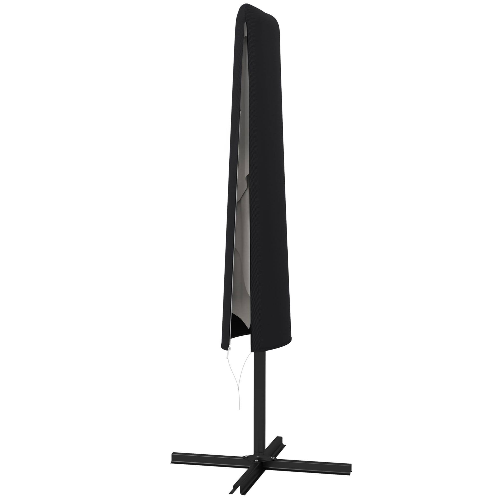 Outsunny Housse de protection imperméable pour parasol droit avec fermeture éclair et cordon de serrage polyester oxford noir