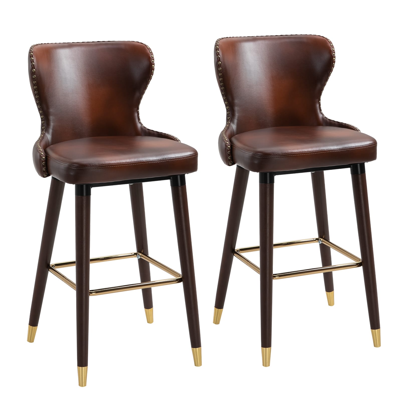HOMCOM Lot de 2 tabourets de bar avec repose-pieds