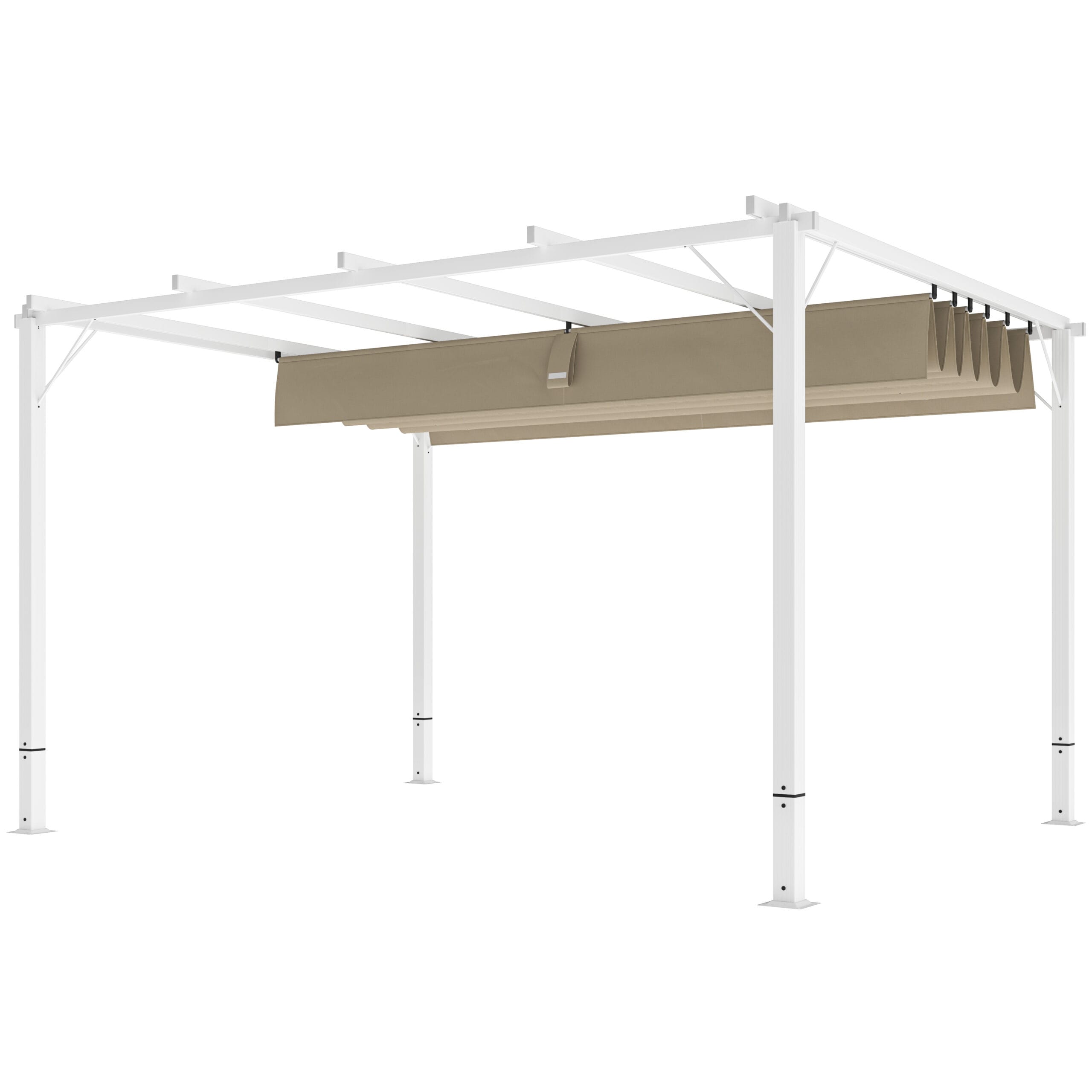 Outsunny Pergola jardin extérieur en aluminium 3 x 4 m avec toit rétractable