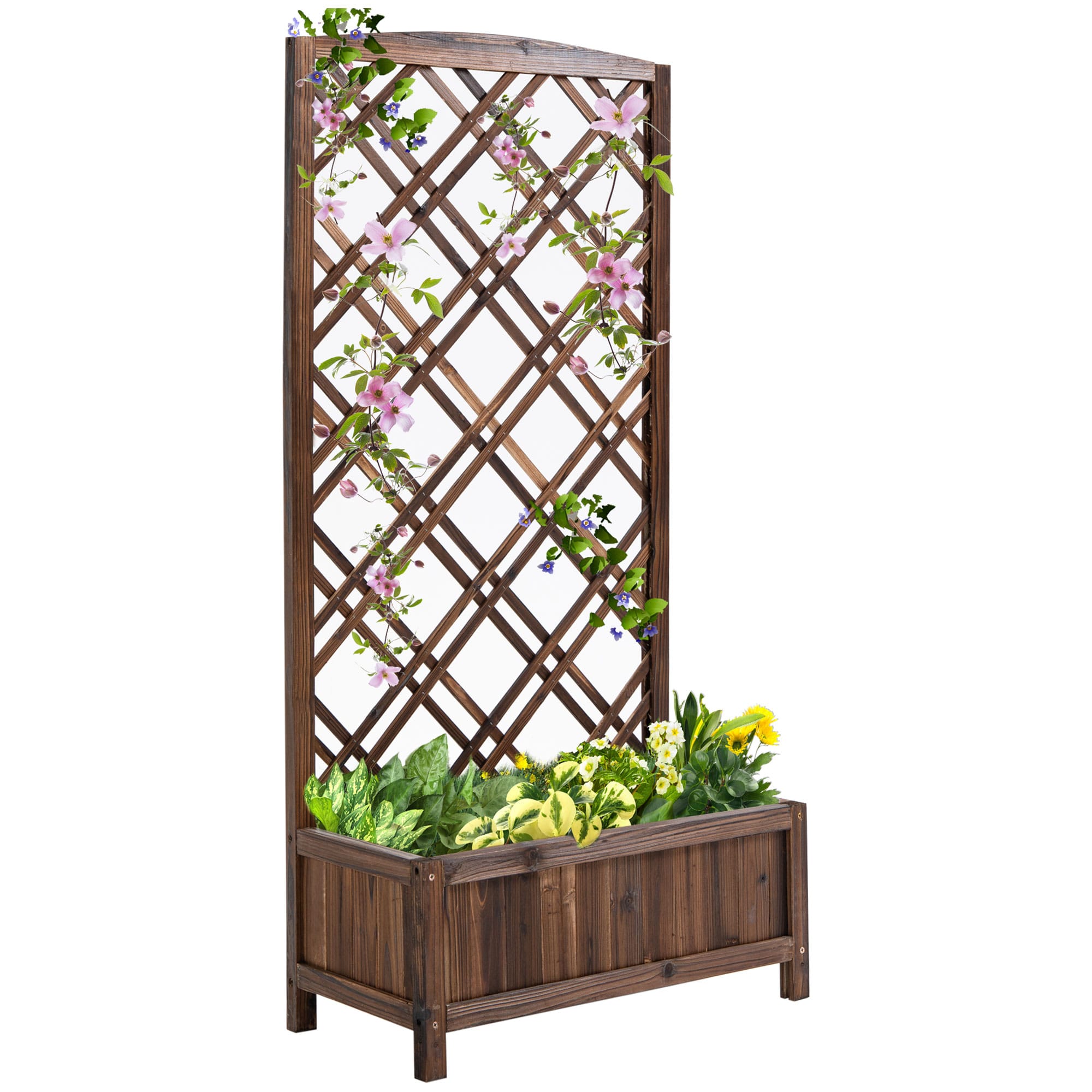 Outsunny Jardinière avec treillis - bac à fleurs - jardinière sur pied - dim. 60L x 30l x 122