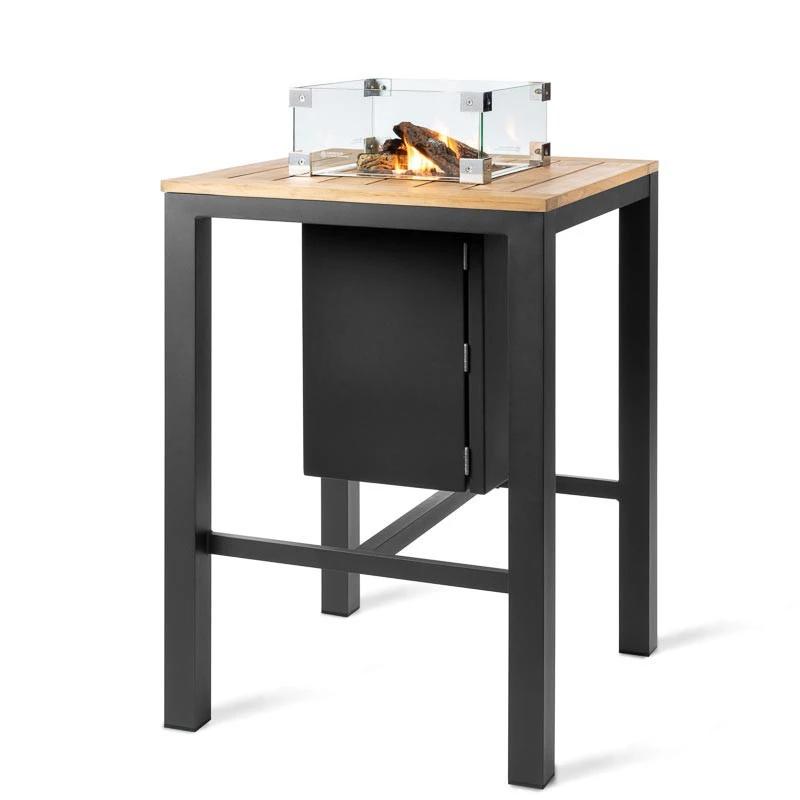 Table Bar Square avec Foyer au Gaz Intégré - Anthracite