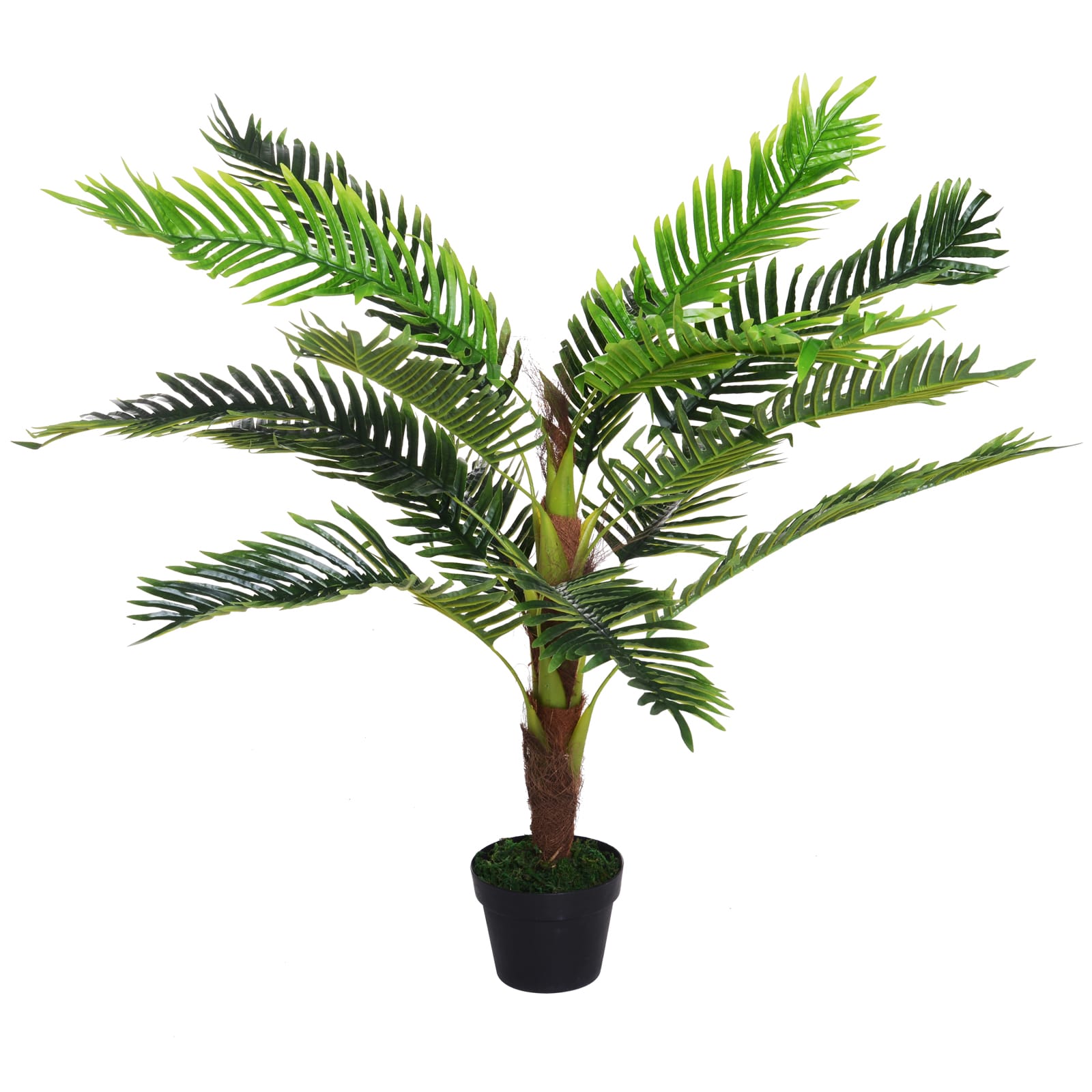 Outsunny Palmier Artificiel Déco Intérieur/Extérieur Hauteur 123cm avec Pot Vert   Aosom France