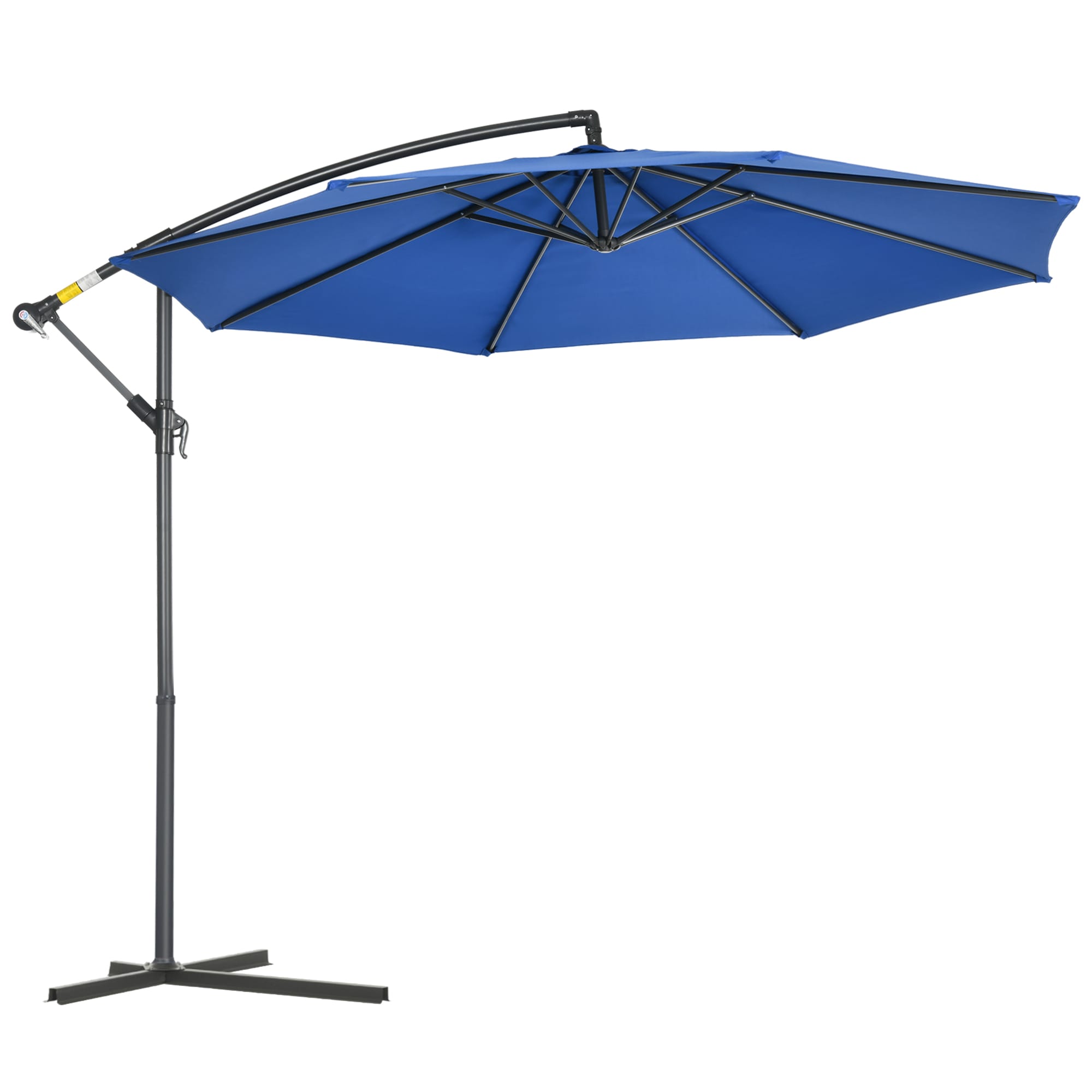 Outsunny Parasol déporté octogonal inclinable rabattable diamètre 3 m parasol de jardin avec pied en croix bleu   Aosom France