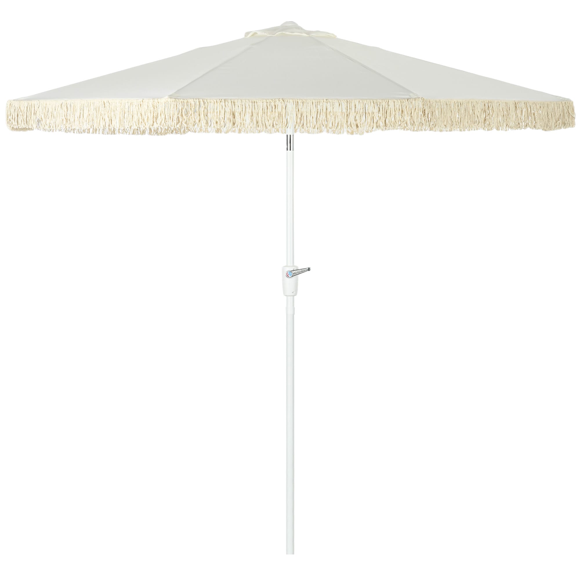Outsunny Parasol Blanc Inclinable avec Manivelle et 8 Baleines pour Extérieur Anti-UV   Aosom France