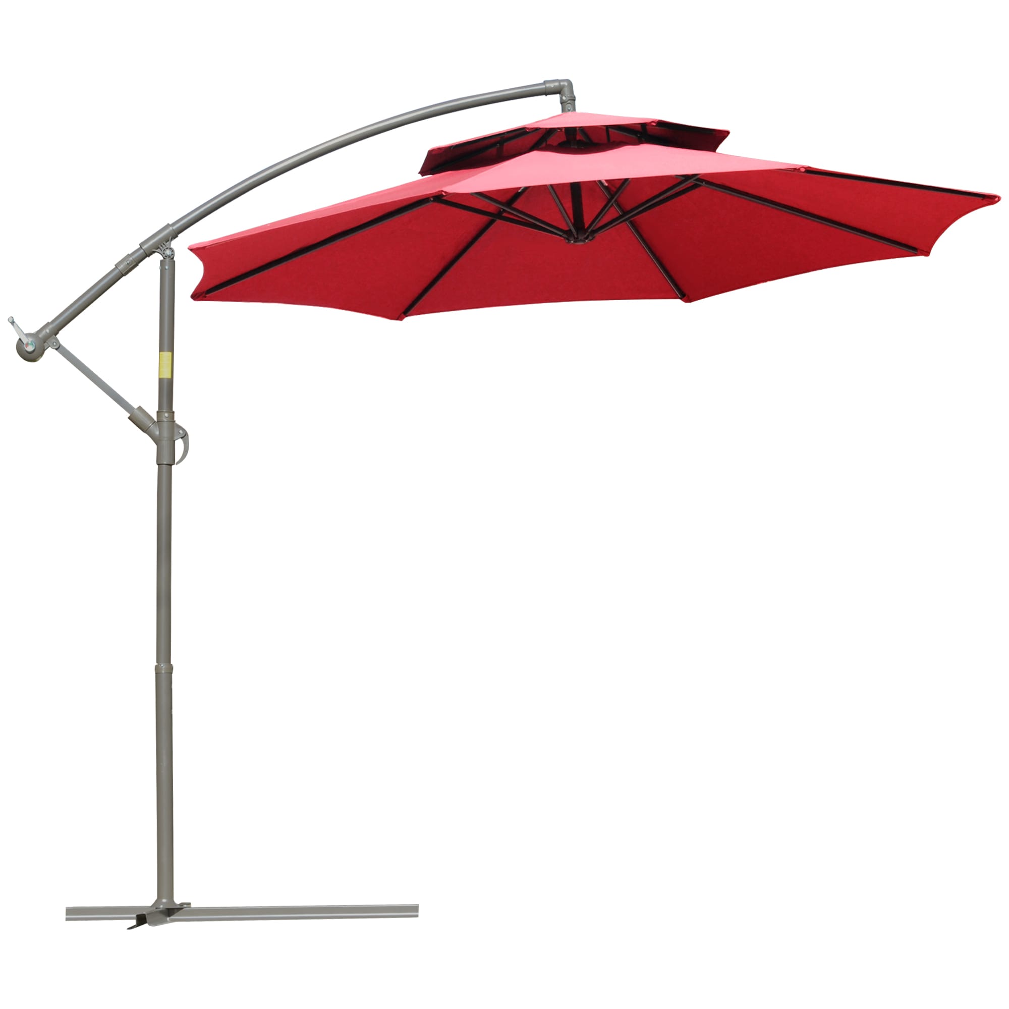 Outsunny Parasol déporté octogonal double toit inclinable manivelle avec pied en croix acier polyester Ø 2 Outsunny Parasol déporté octogonal double toit inclinable manivelle avec pied en croix acier polyester Ø 2