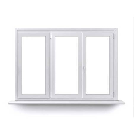 Porte fenêtre 2 vantaux ouvrant à la française avec un latéral fixe Alu ouvrant caché