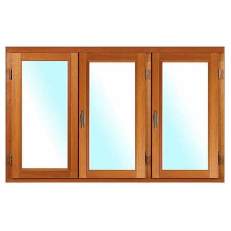 Fenêtre BOIS à Mouton et Gueule de Loup 3 vantaux ouverture à la française avec pose