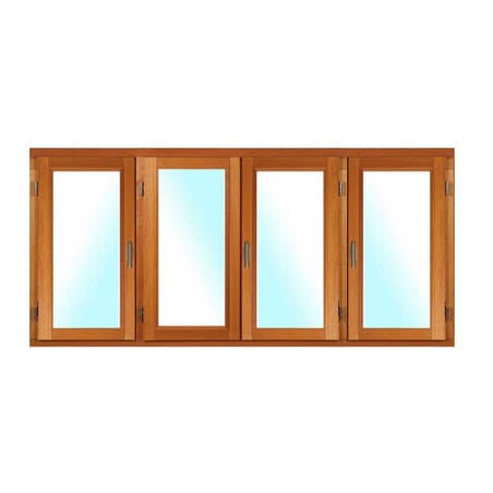 Fenêtre BOIS à Mouton et Gueule de Loup 4 vantaux ouverture à la française avec pose