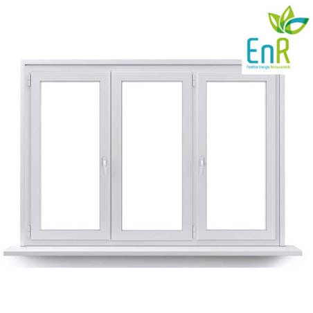Fenêtre PVC EnR 2 vantaux ouverture à la française avec un latéral fixe avec pose