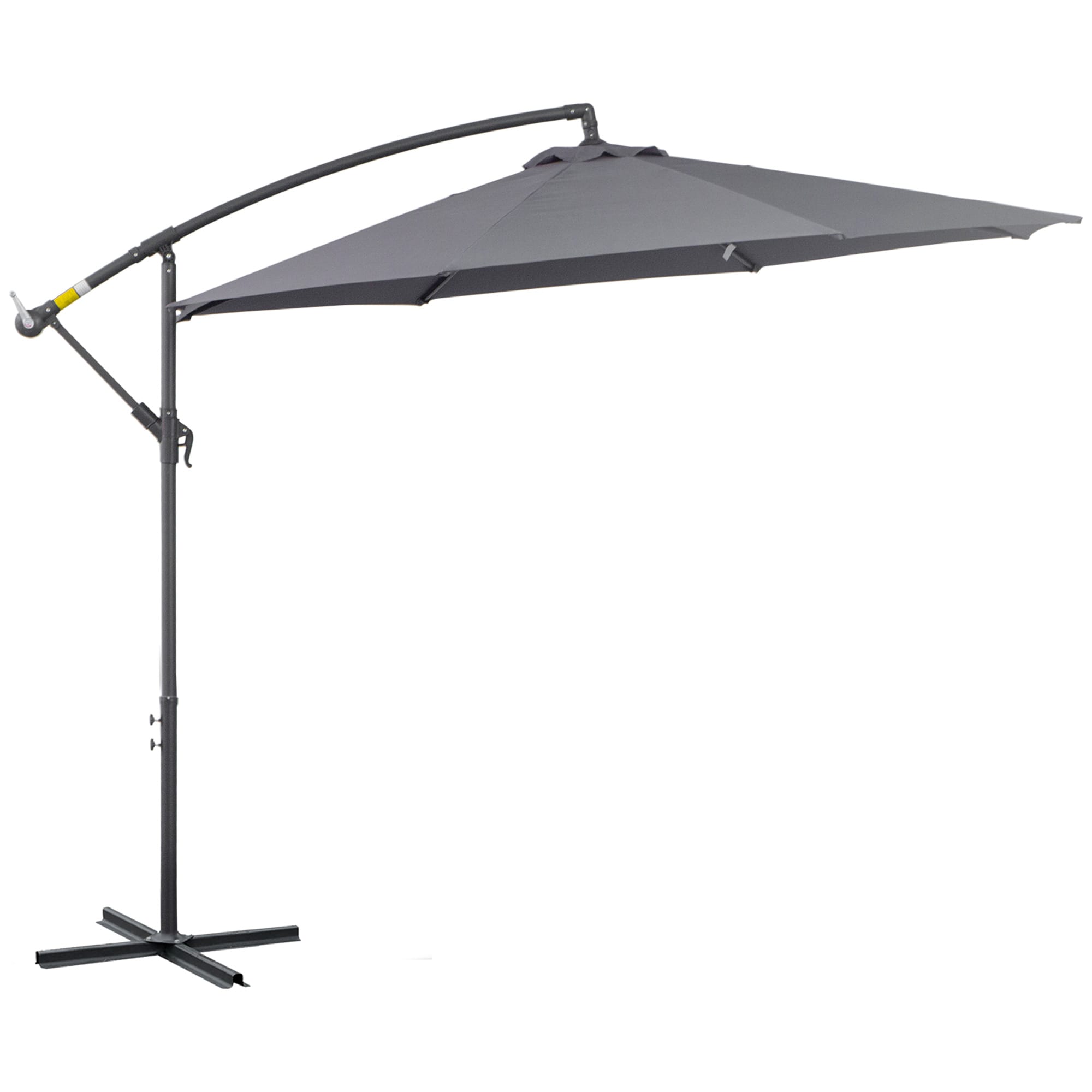 Outsunny Parasol déporté octogonal rabattable diamètre 3 m parasol de jardin avec pied en croix Ø295 x 255H cm gris