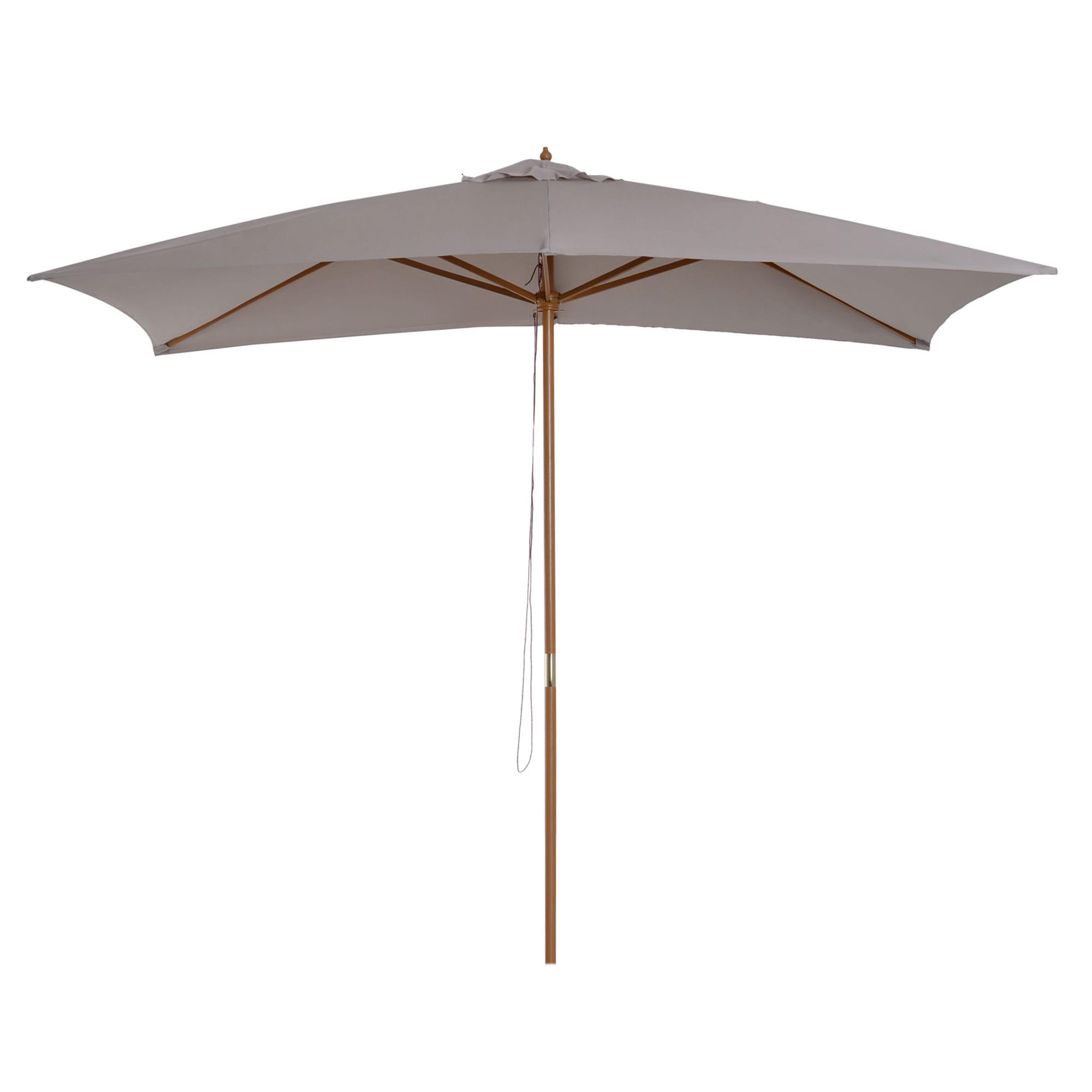 Outsunny Parasol Droit Rectangulaire Bois Polyester Haute Densité Bois de Bambou 2 x 3 x 2