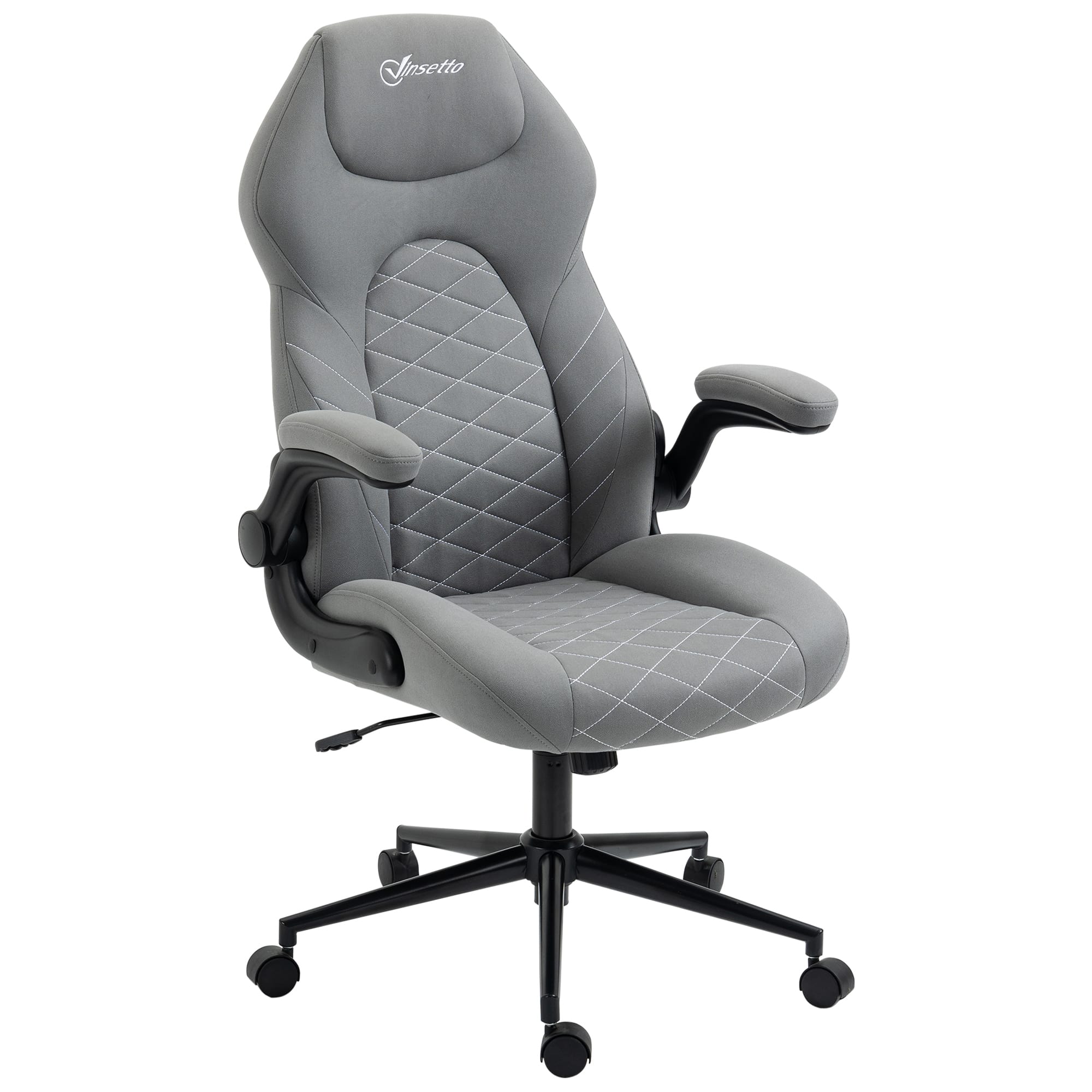 Vinsetto Fauteuil de bureau à roulettes chaise manager ergonomique pivotante hauteur réglable accoudoirs relevables gris