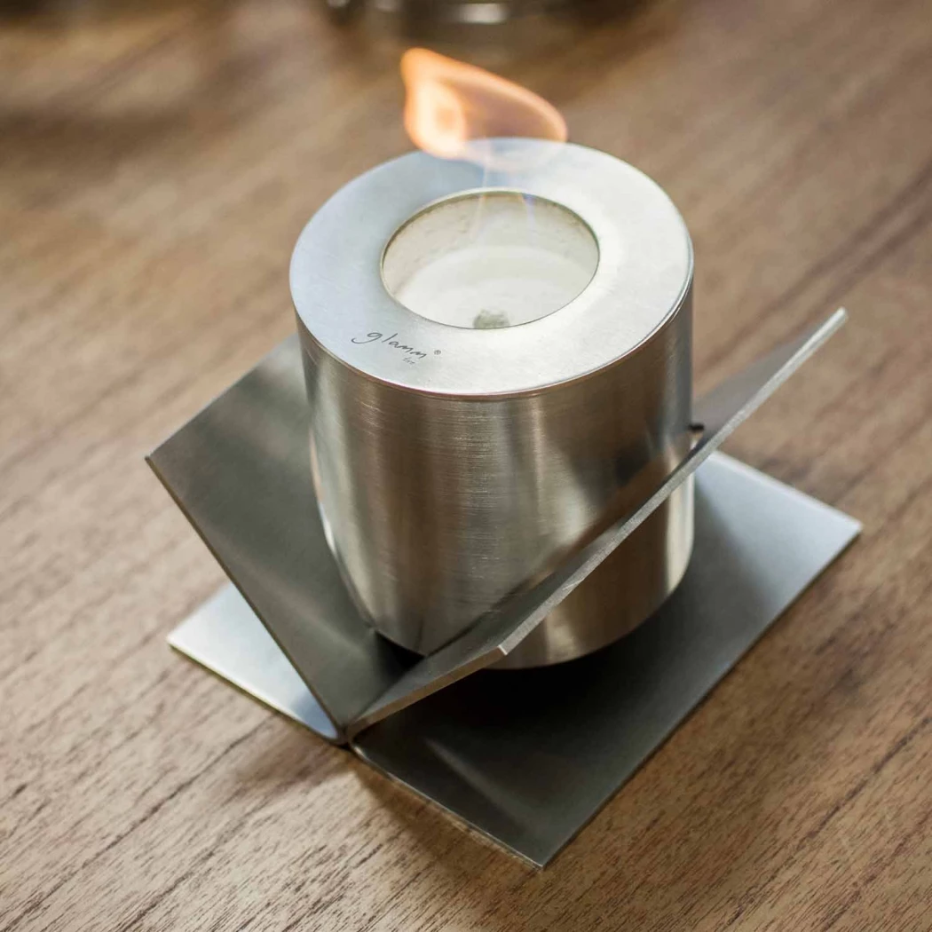 Kivo Cheminée de table - Acier Brossé
