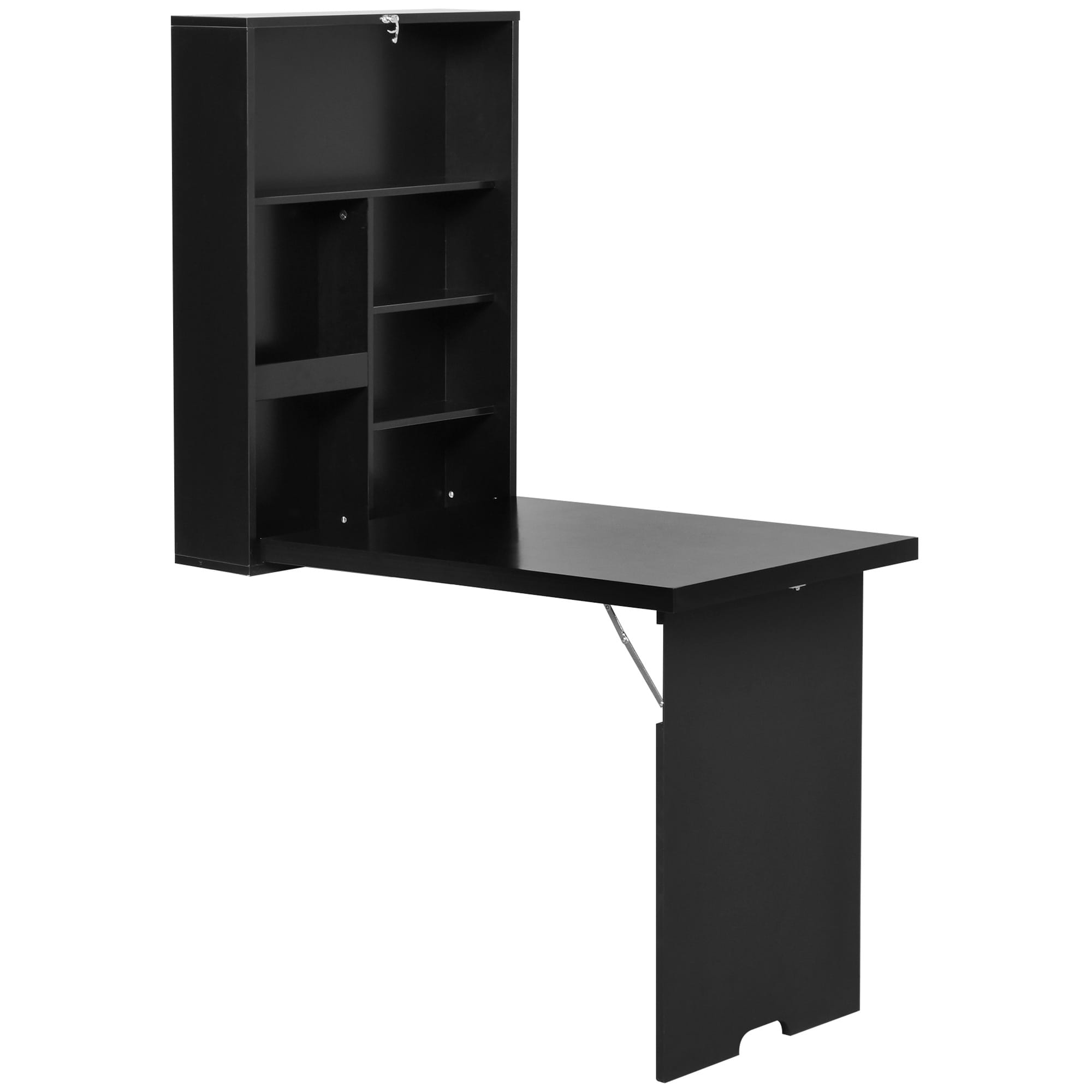 HOMCOM Bureau mural pliable table murale rabattable suspendue sur pied étagère + tableau à craie intégré MDF noir HOMCOM Bureau mural pliable table murale rabattable suspendue sur pied étagère + tableau à craie intégré MDF noir