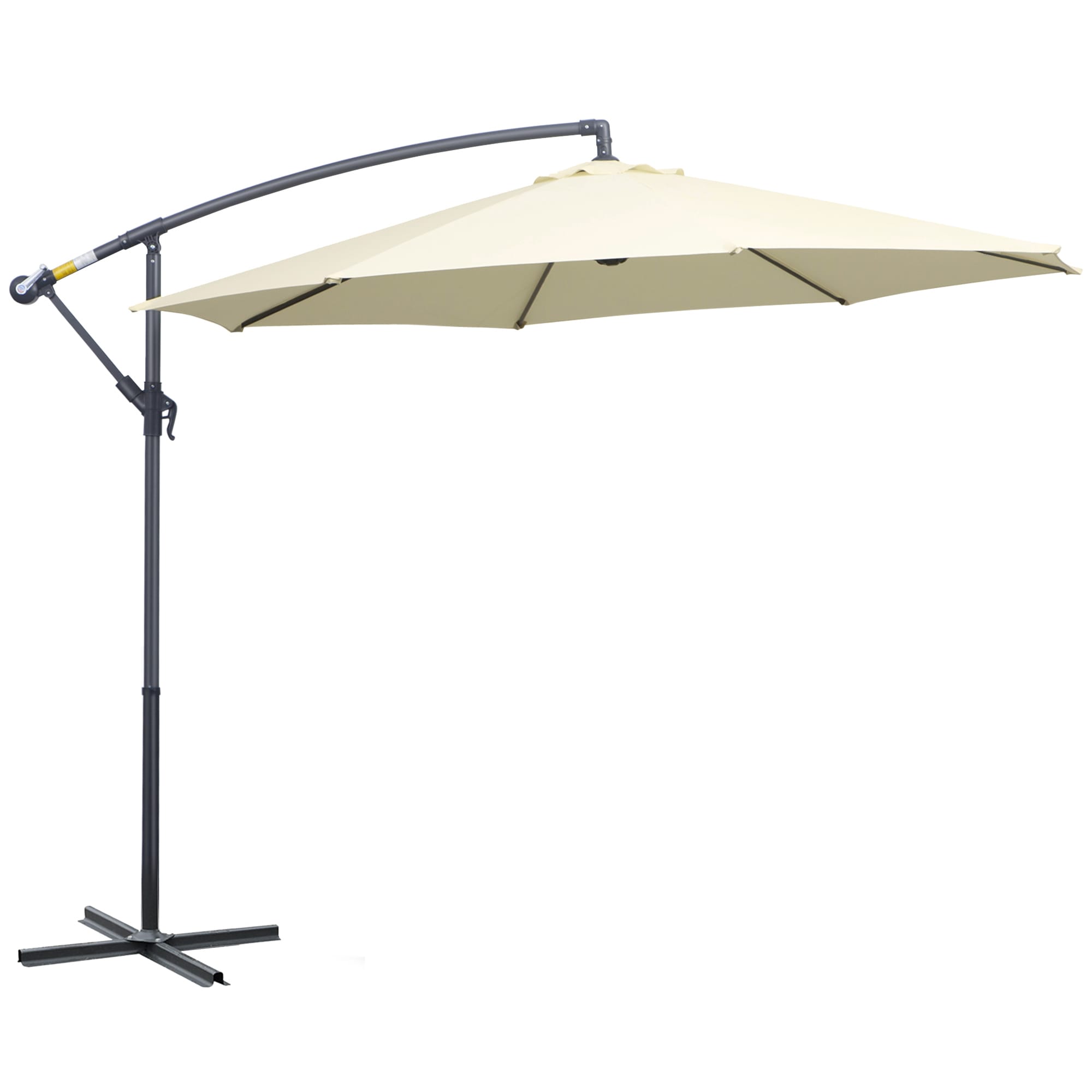 Outsunny Parasol Déporté Octogonal 3m Inclinable avec Pied Croix Protection UV Crème   Aosom France