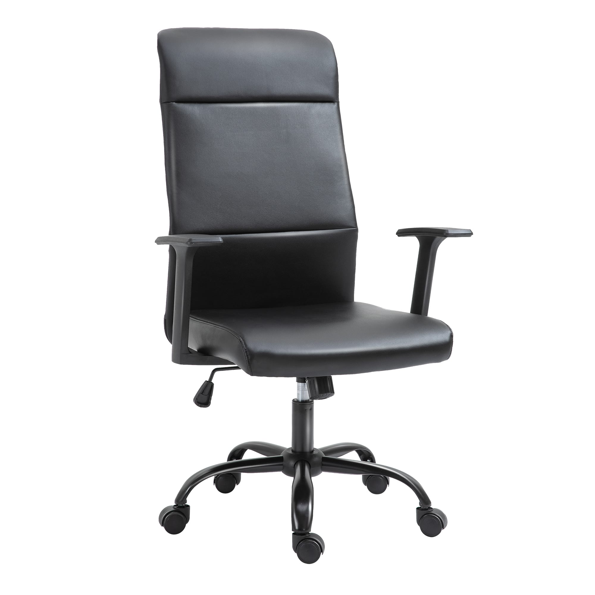 Vinsetto Fauteuil manager chaise de bureau ergonomique pivotant 360° hauteur assise réglable revêtement synthétique PU noir Vinsetto Fauteuil manager chaise de bureau ergonomique pivotant 360° hauteur assise réglable revêtement synthétique PU noir