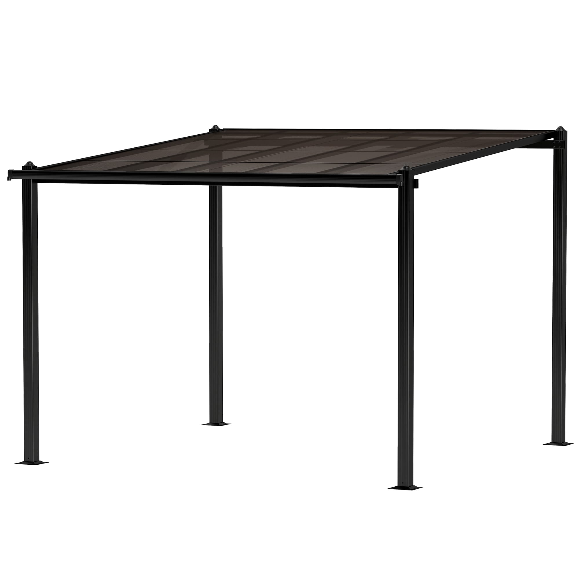 Outsunny Pergola jardin extérieur en aluminium 3 x 3 m avec toit en polycarbonate imperméable et système de drainage