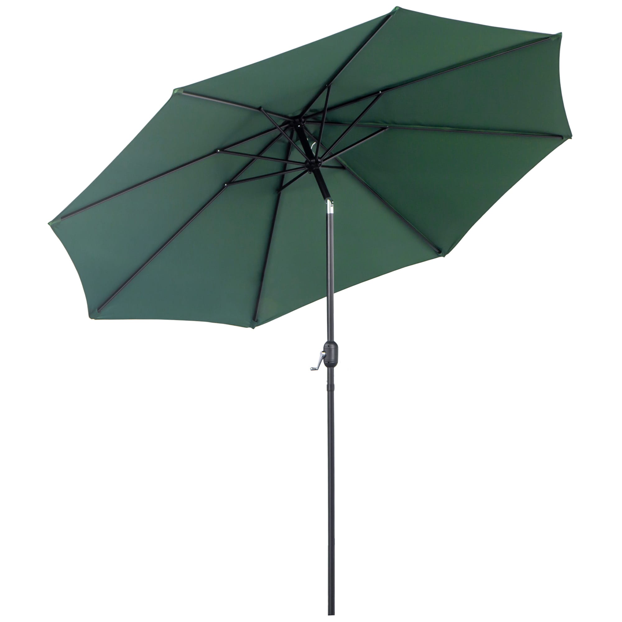 Outsunny Parasol en métal rond polyester 180g/m² manivelle inclinable Ø 3 x 2