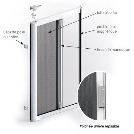 Moustiquaire enroulable latérale 1 vantail avec pose