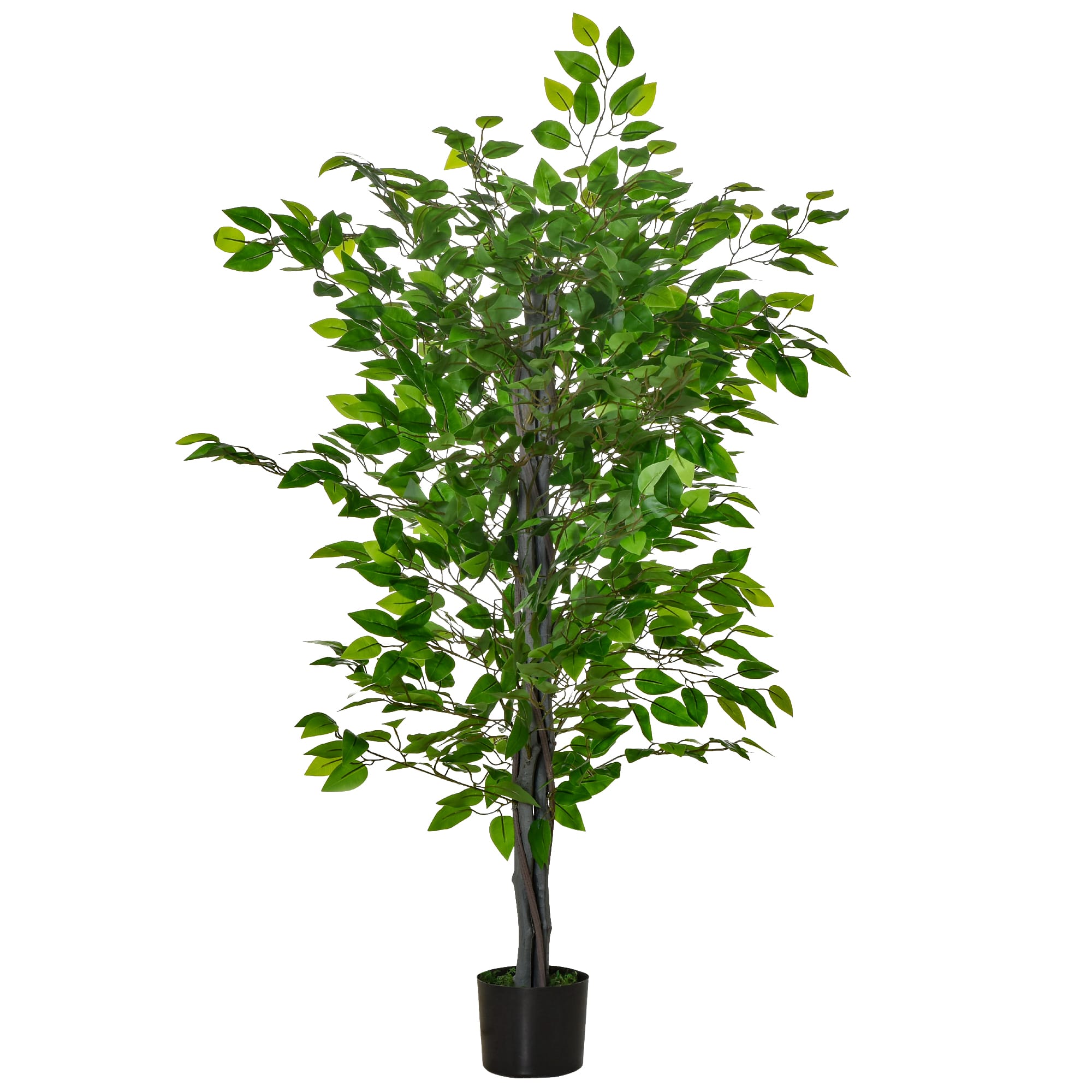 Outsunny Arbre Ficus Artificiel Réaliste 135cm avec 756 Feuilles et Pot Noir pour Intérieur   Aosom France