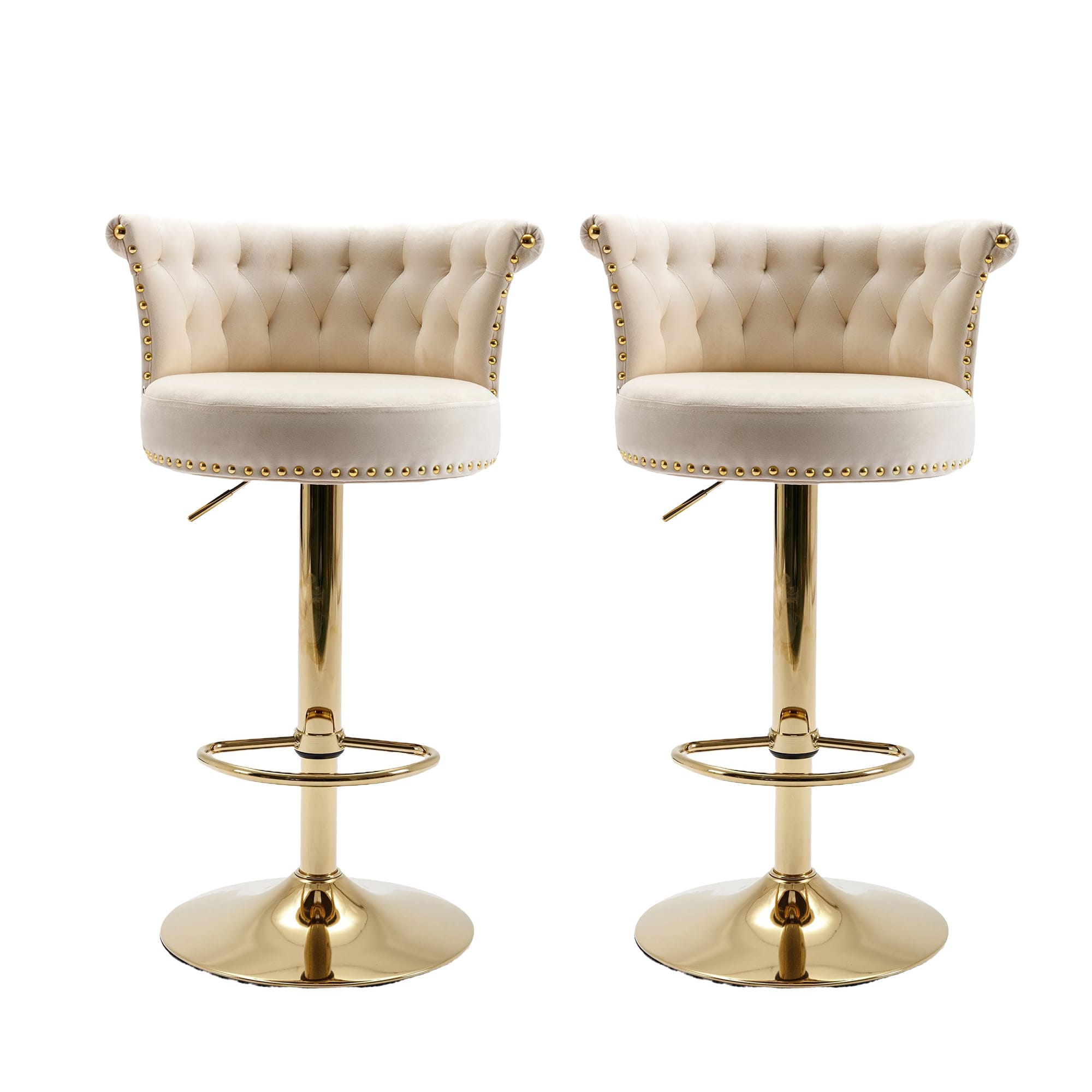 Ensemble de 2 tabourets de bar pivotants et réglables avec repose-pieds pour cuisine et salle à manger