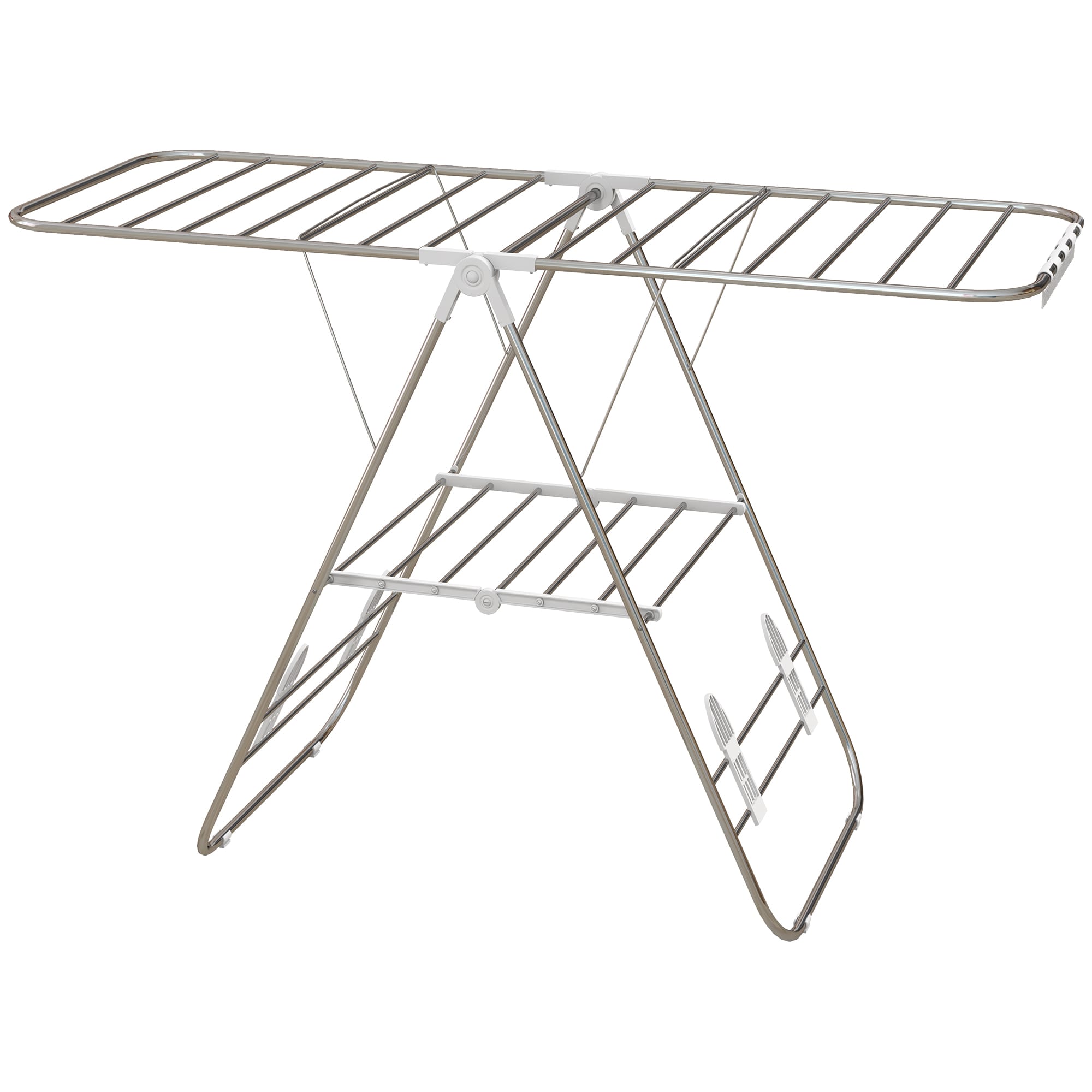 HOMCOM Séchoir à linge sur pieds pliable étendoir 2 niveaux ajustables dim. 148L x 60